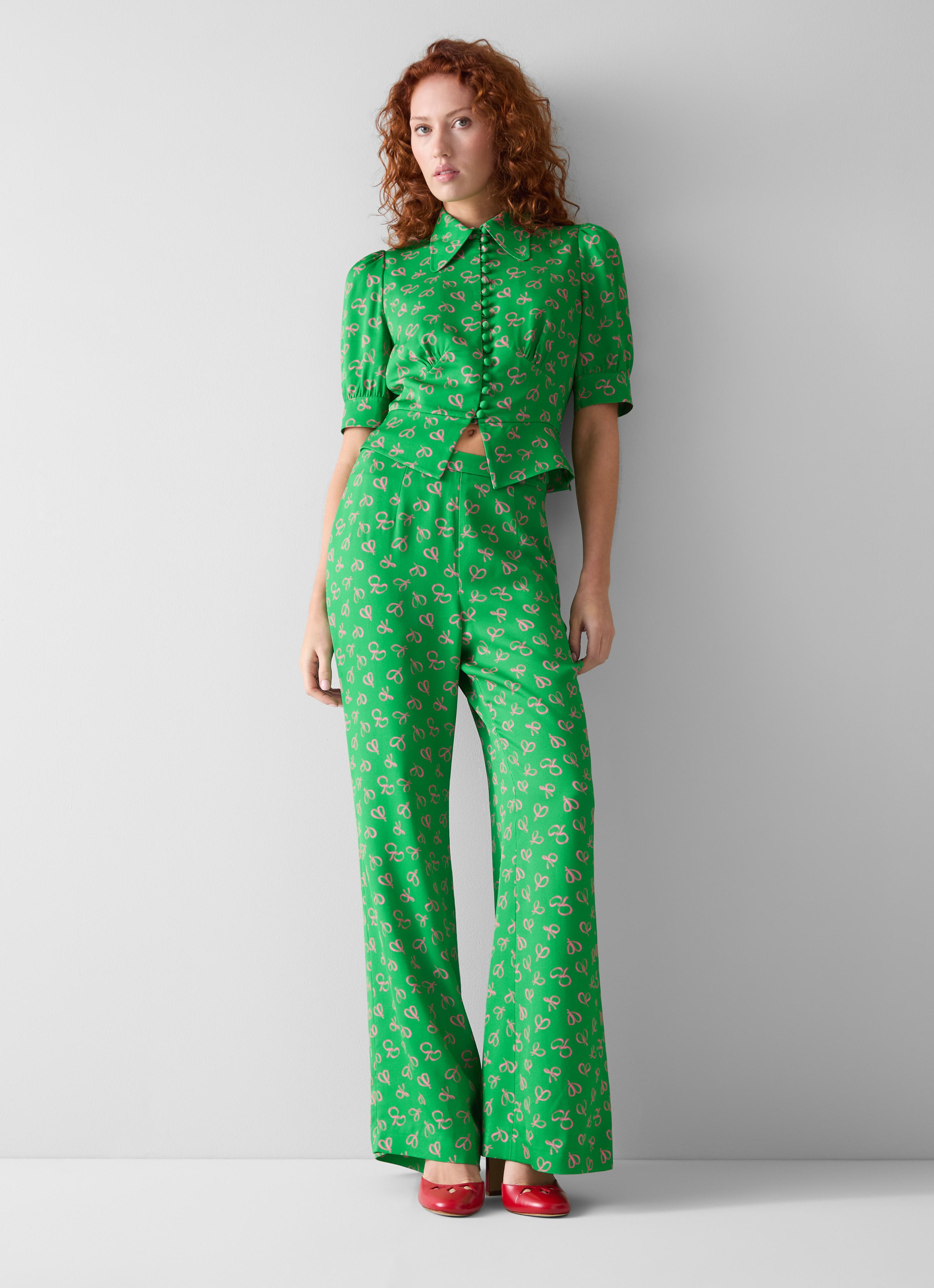 Elise Green Straight Leg Trouser