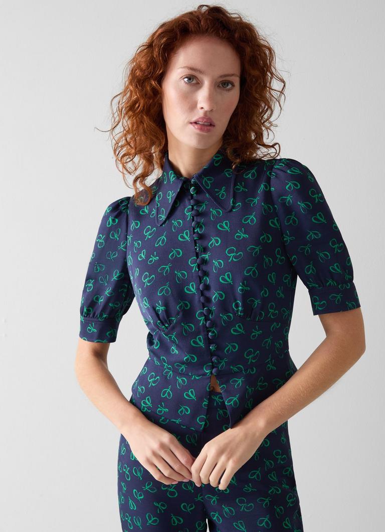 Elsie Blue Bow Detail Blouse