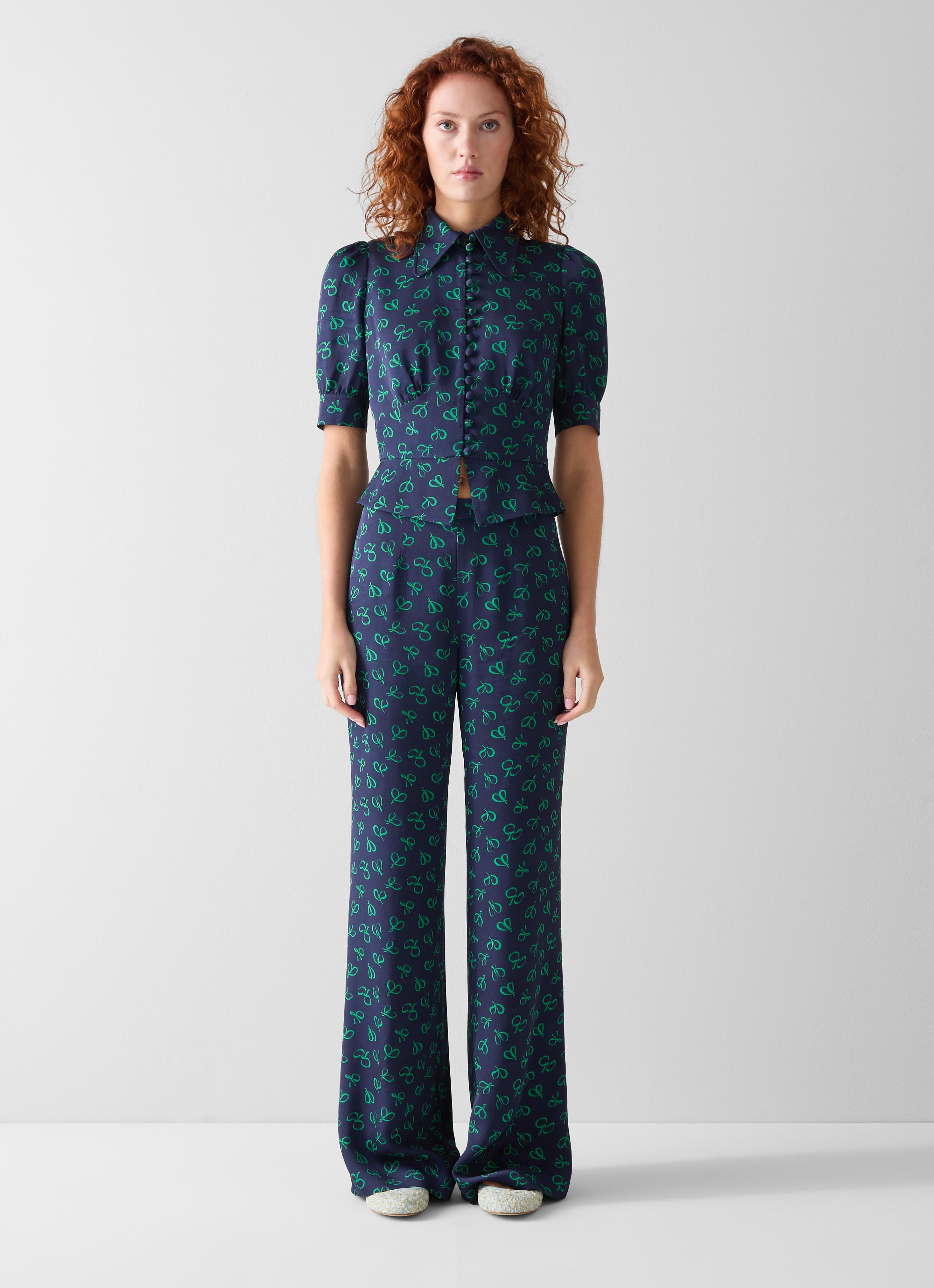 Elsie Blue Bow Detail  Blouse