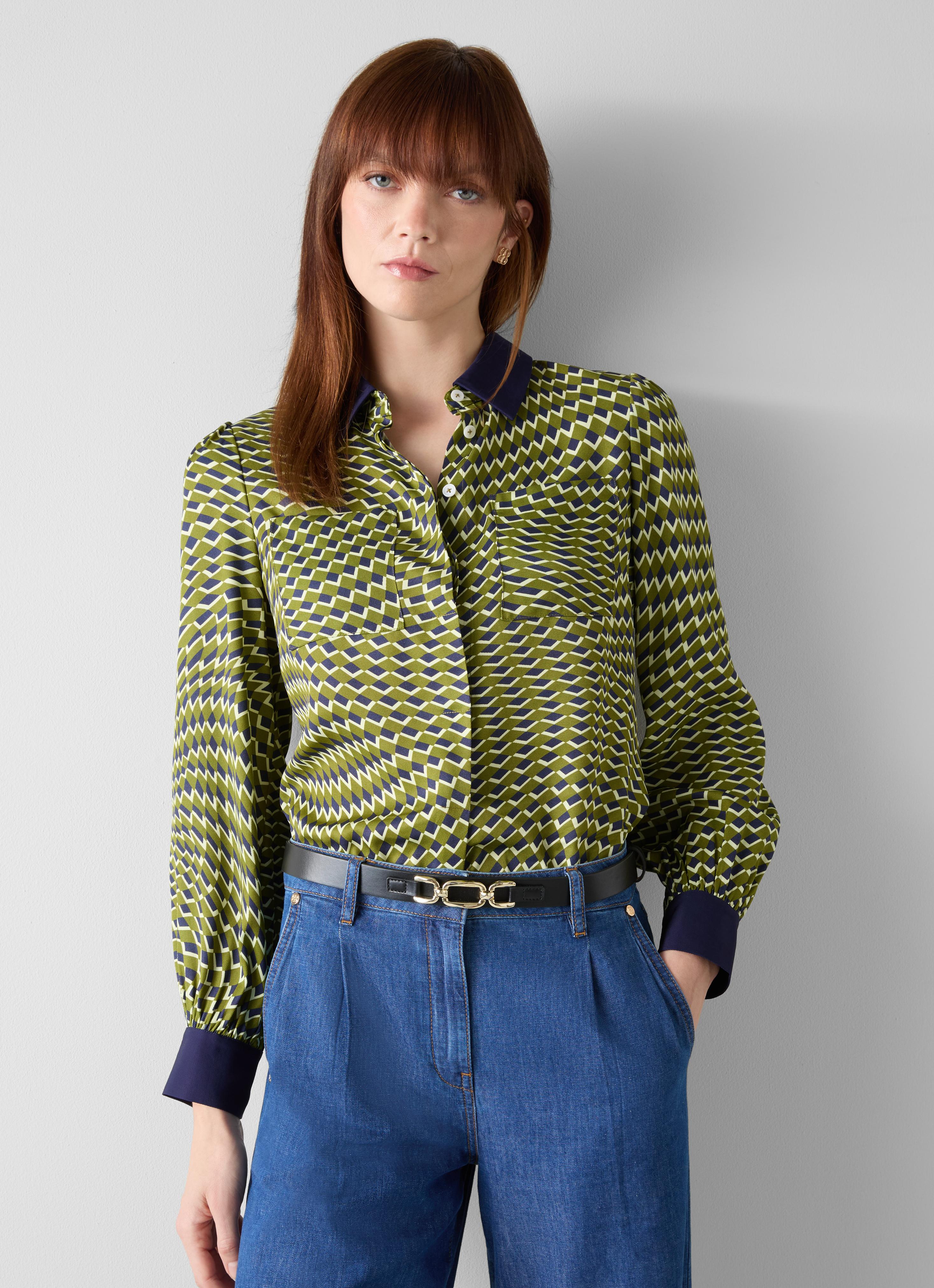 Henri Graphic Green Blouse 