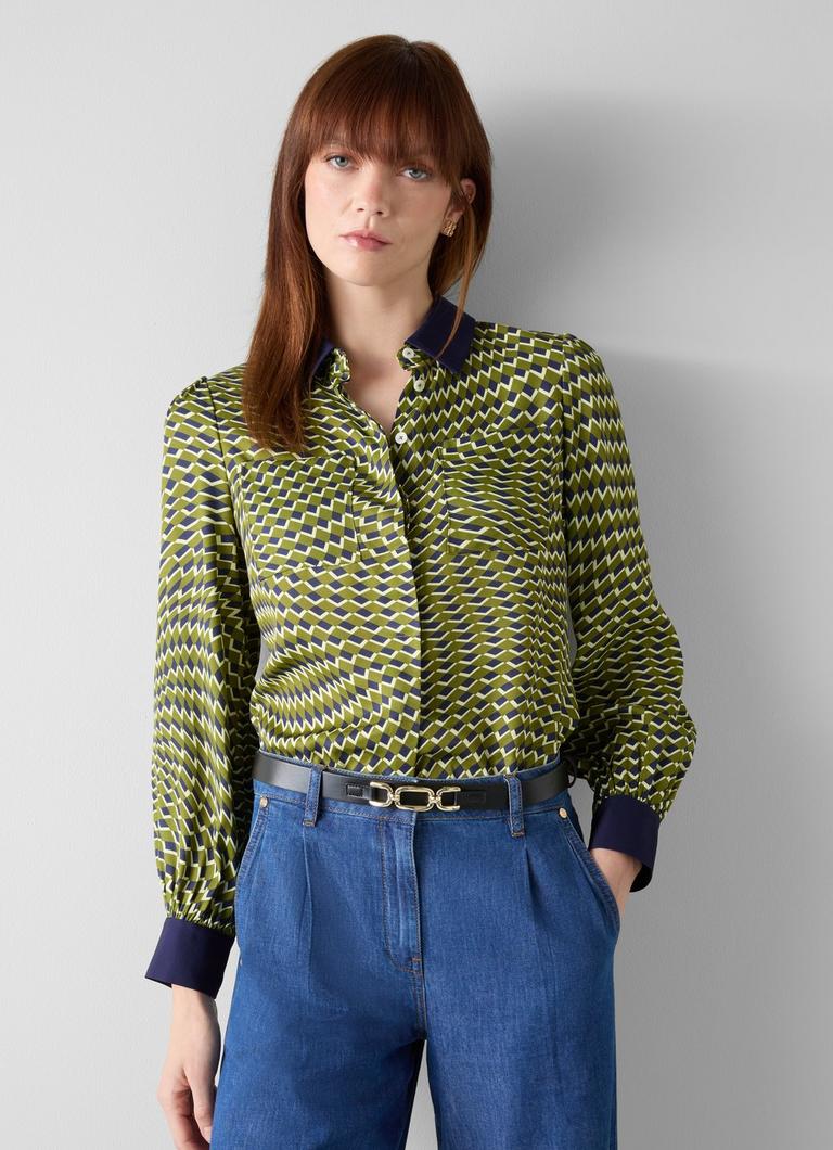 Henri Graphic Green Blouse