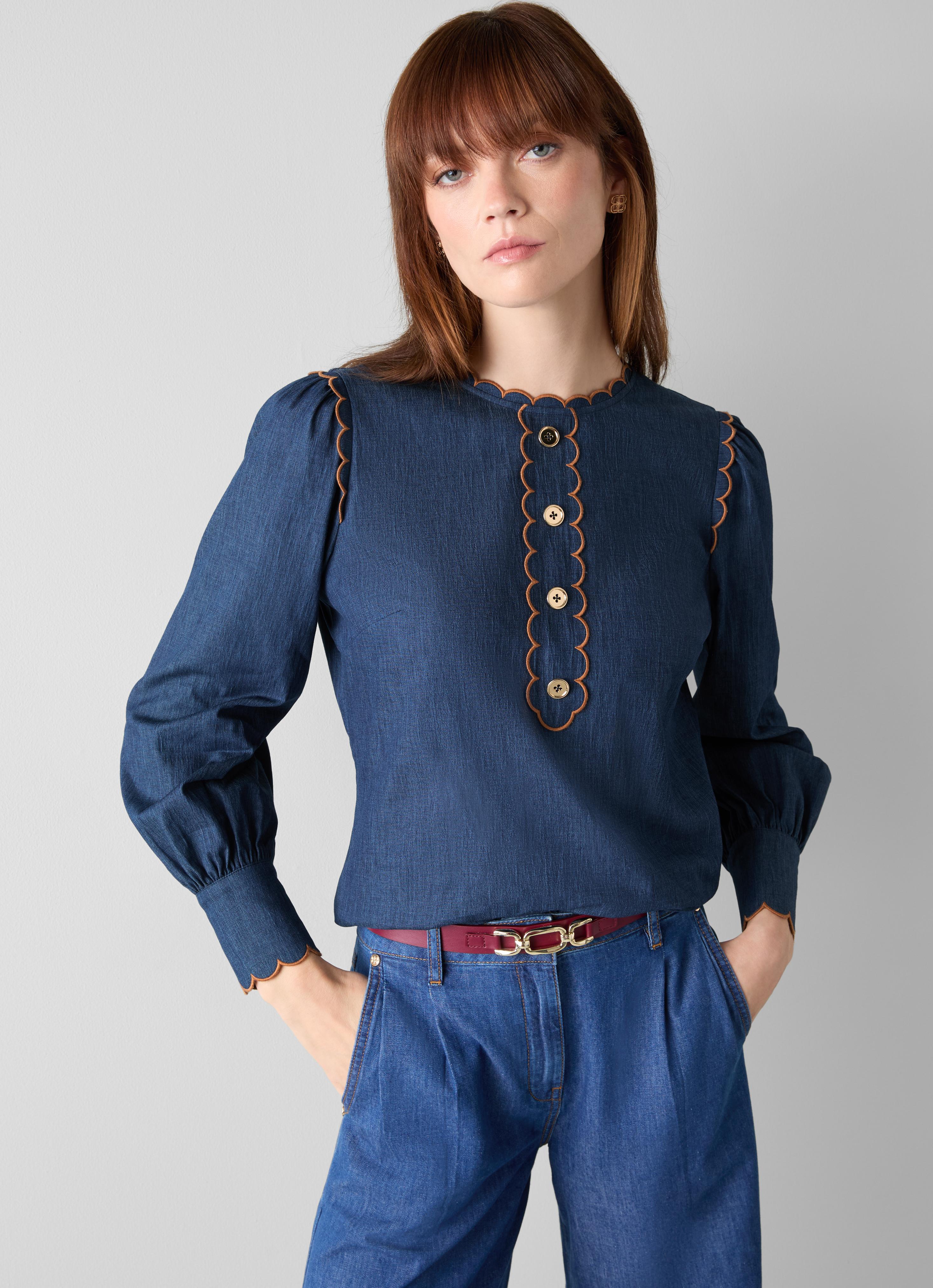 Jenny Indigo Plackett Blouse 