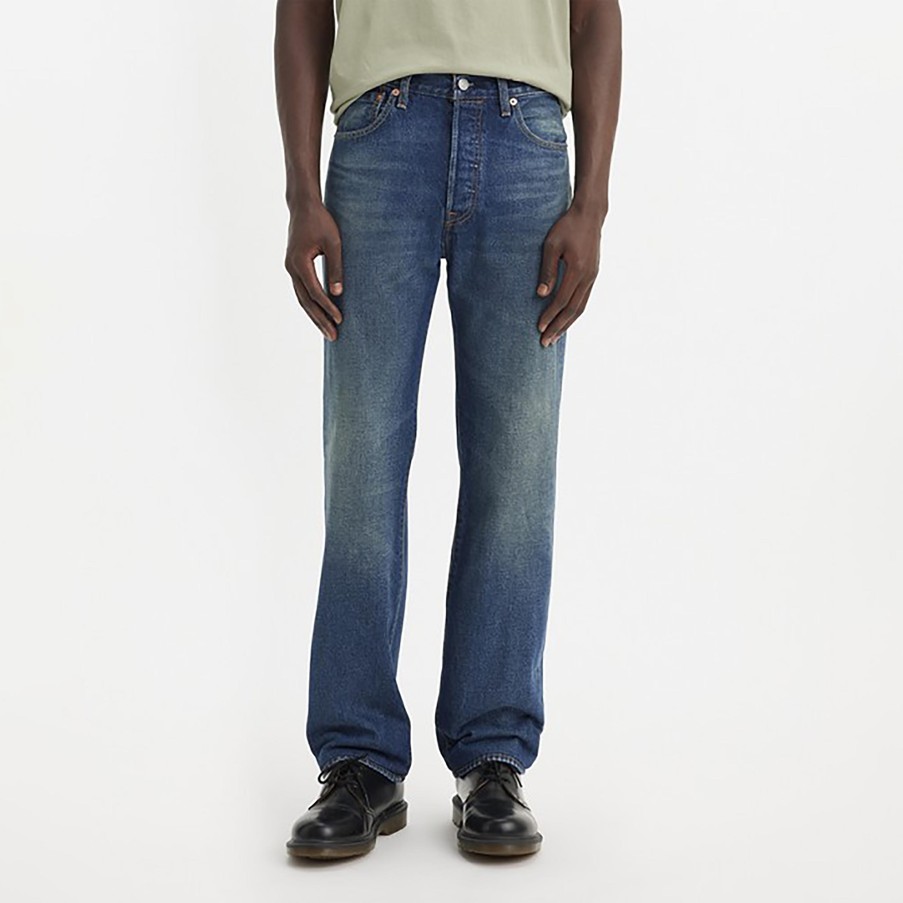 Levi's 501 Blue Straight Fit Mid-Rise Pocket Detail Jeans-men-clothing-bottoms-jeans-image-1