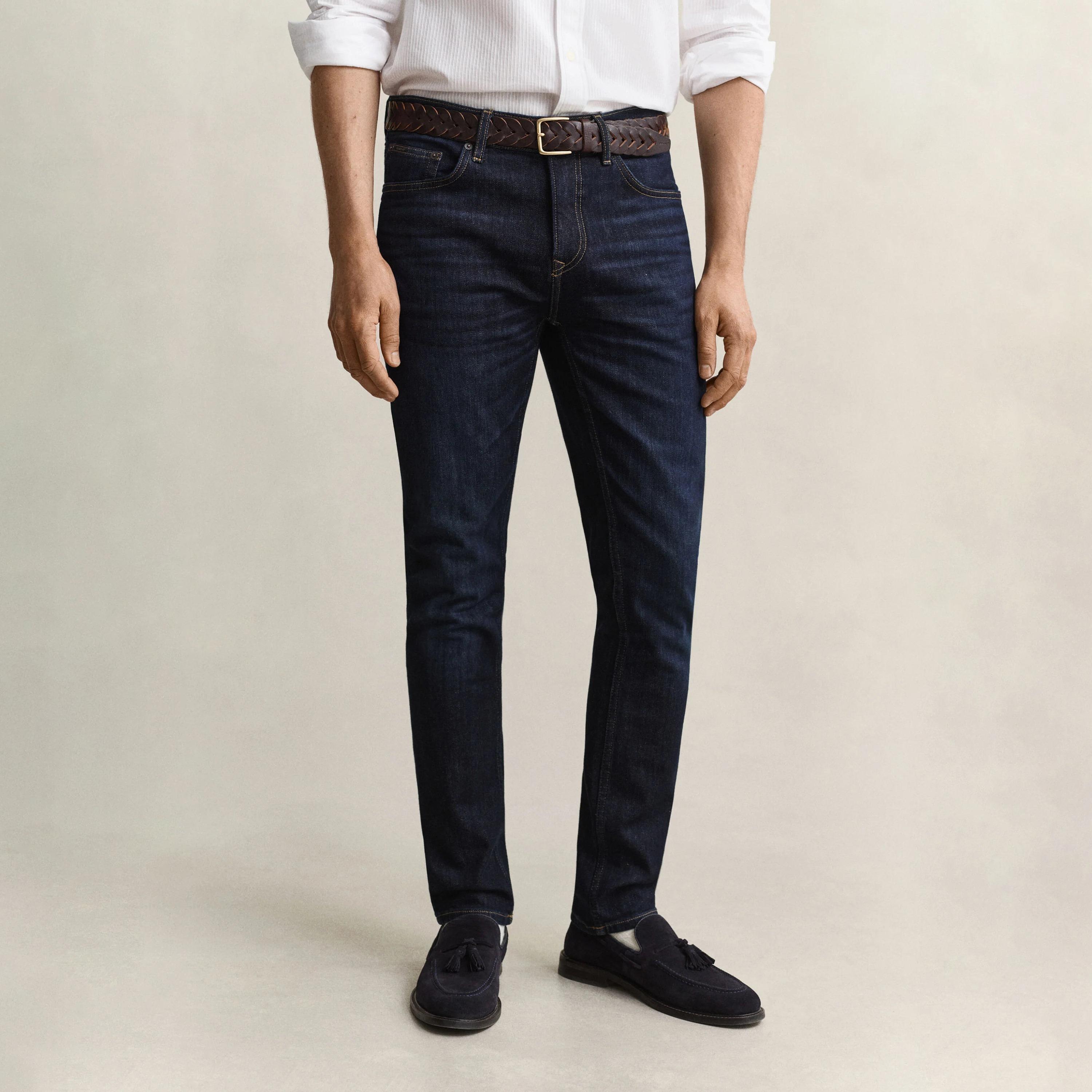 Gant Slim Fit Dark Washed Mid-Rise Men's Jeans-men-clothing-jeans-image-1