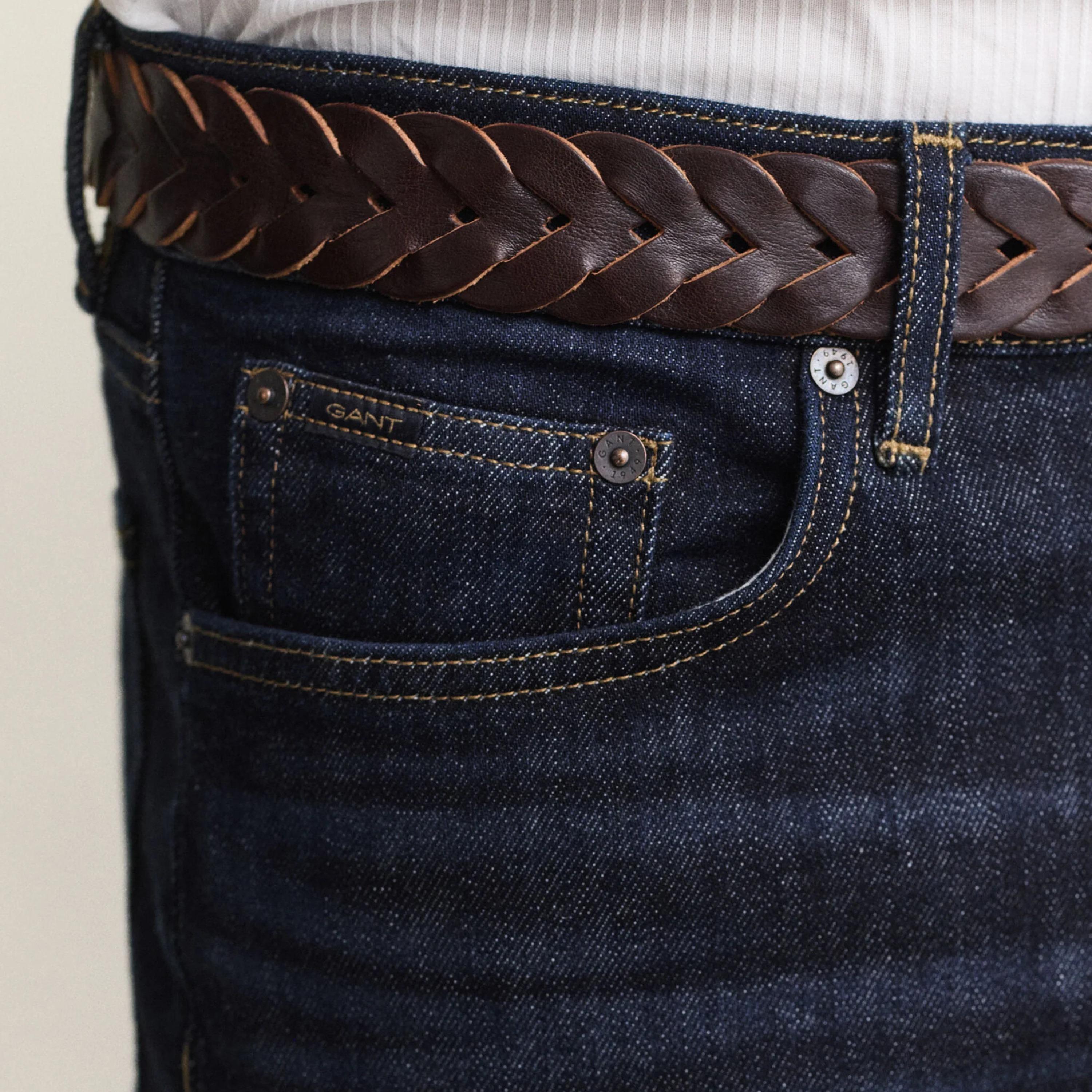 Gant Slim Fit Dark Washed Mid-Rise Men's Jeans-men-clothing-jeans-image-6