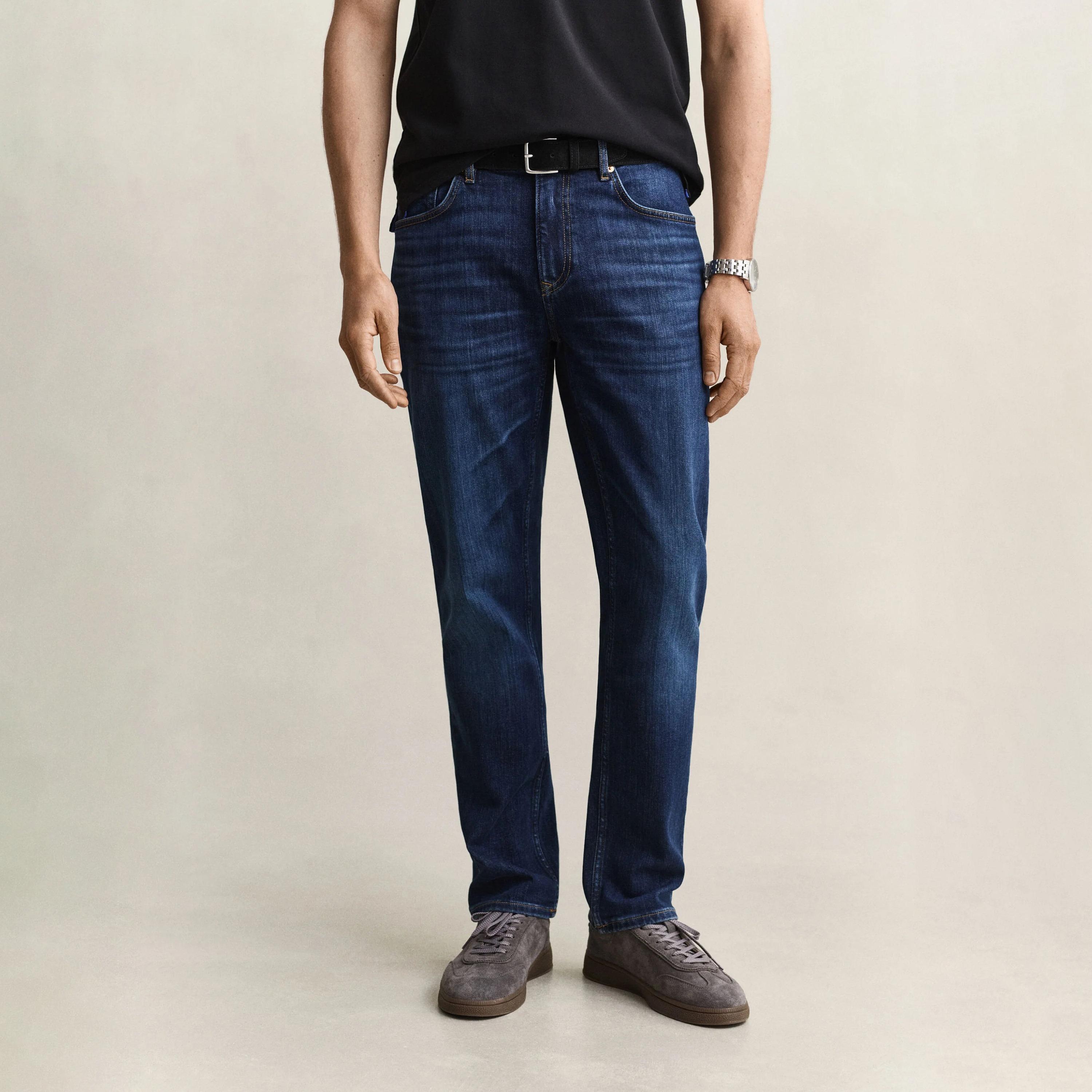 Gant Regular Fit Dark Washed Mid-Rise Men's Jeans-men-clothing-jeans-image-1