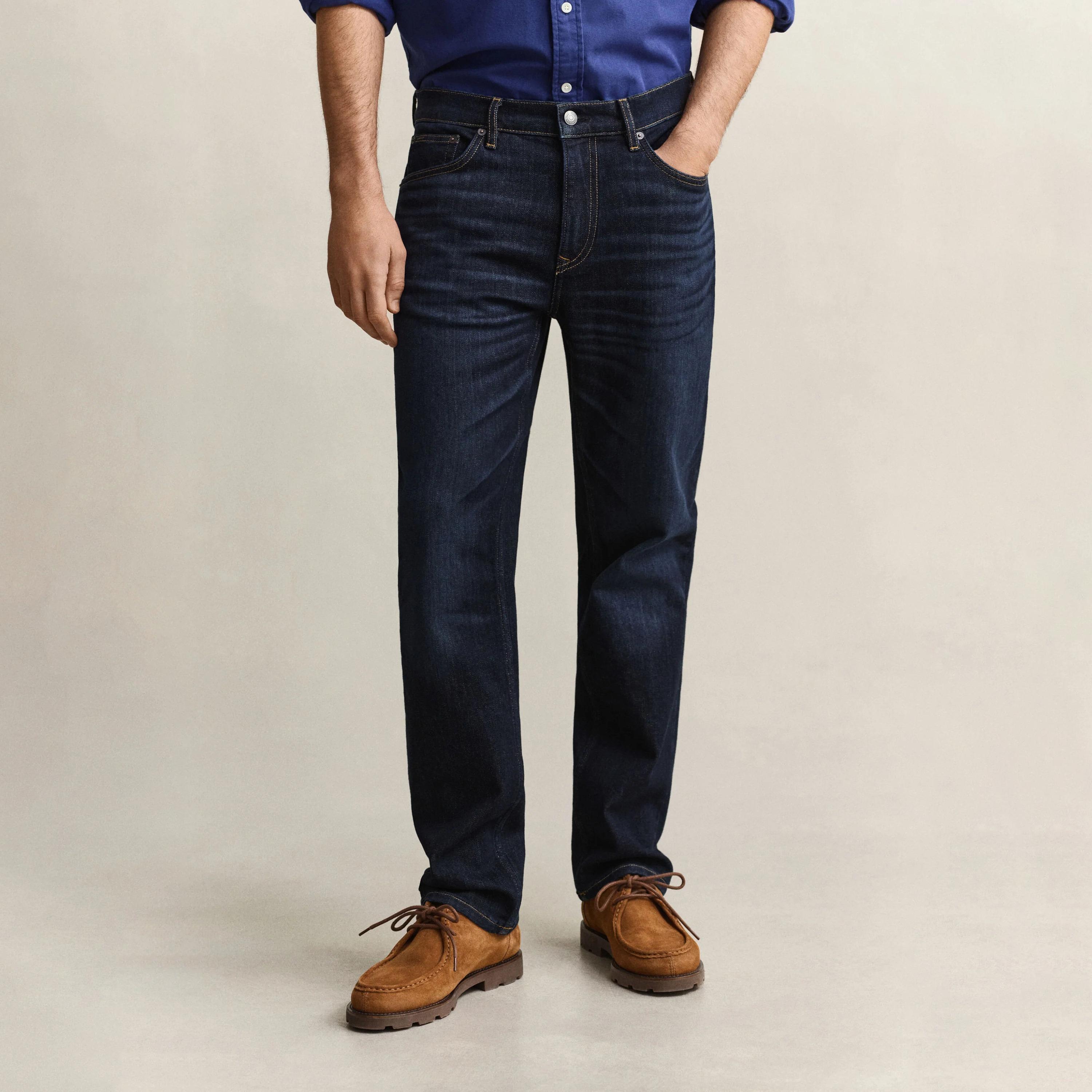 Gant Regular Fit Dark Washed Mid-Rise Men's Jeans-men-clothing-jeans-image-1