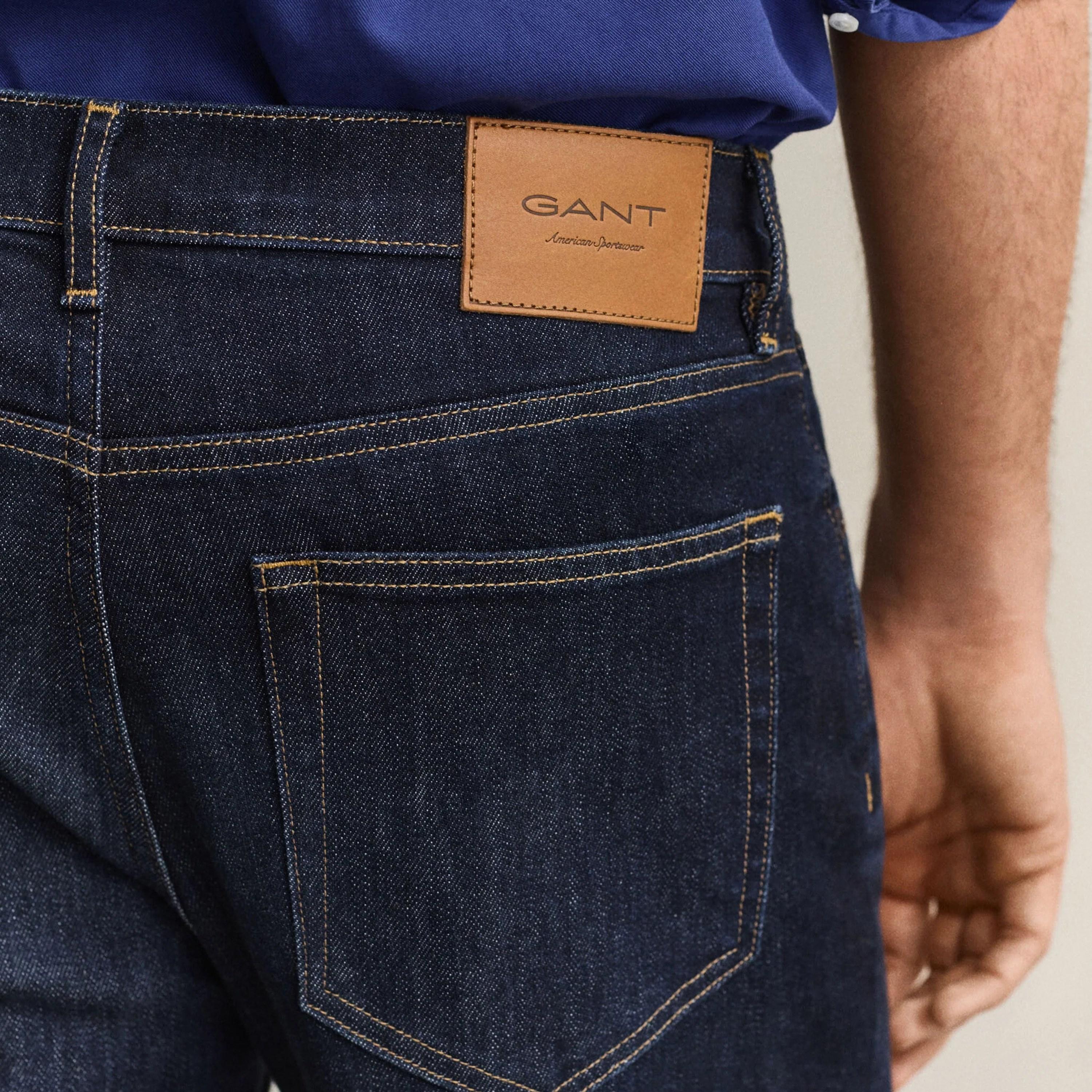 Gant Regular Fit Dark Washed Mid-Rise Men's Jeans-men-clothing-jeans-image-5