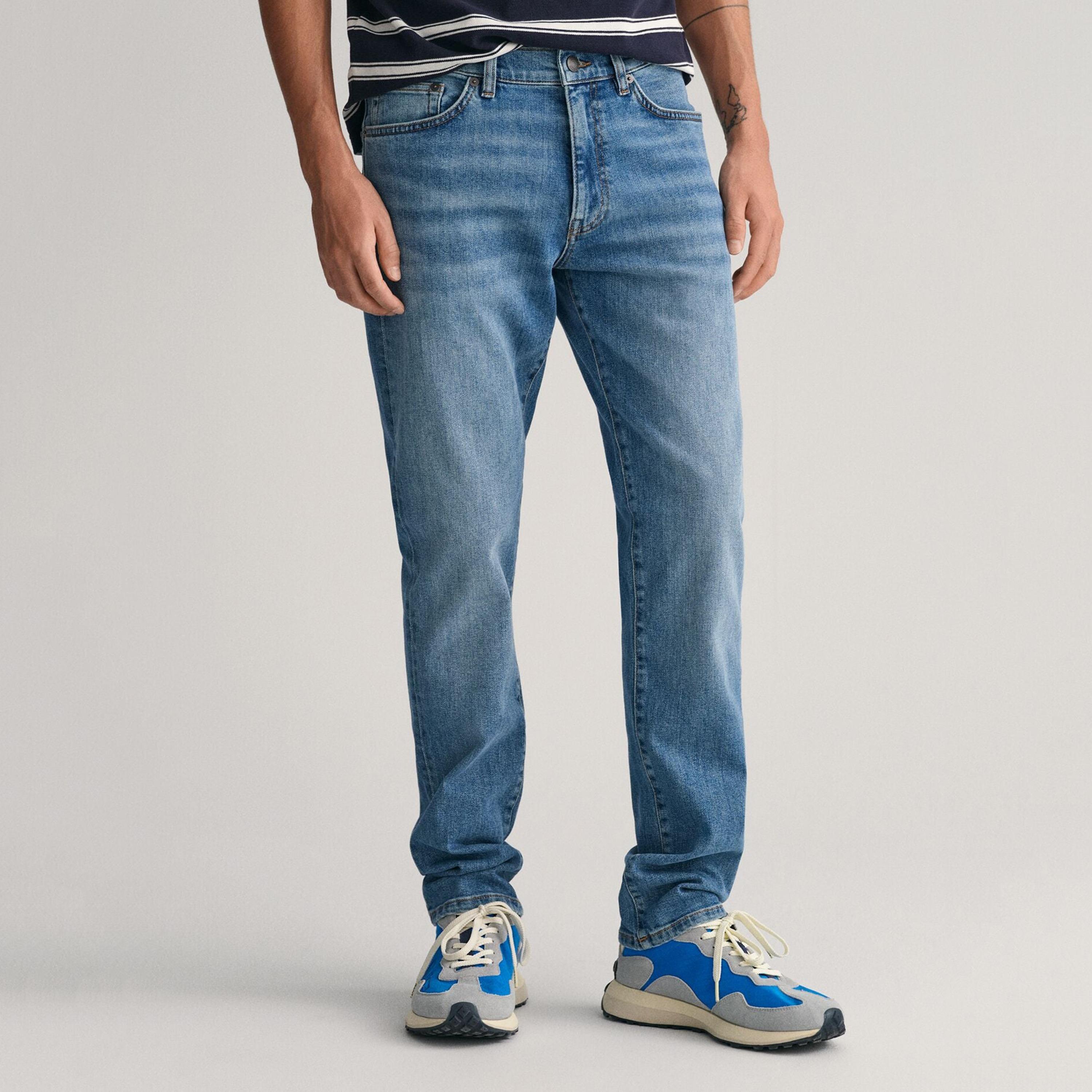 Gant Slim Fit Washed Mid-Rise Men's Jeans-men-clothing-bottoms-jeans-image-1