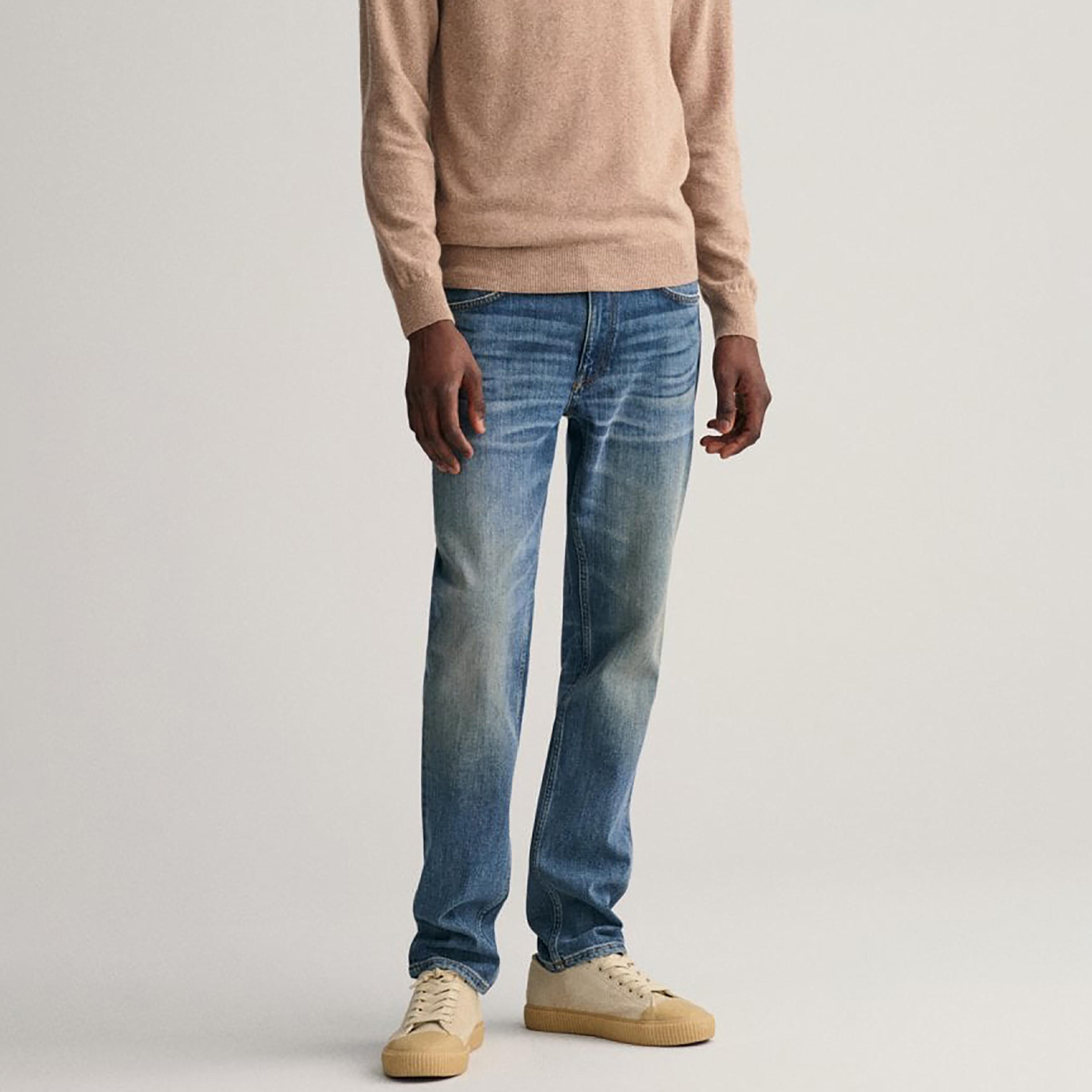 جينز جانت سليم صالح متوسط الارتفاع مع 5 جيوب-men-clothing-bottoms-jeans-image-4