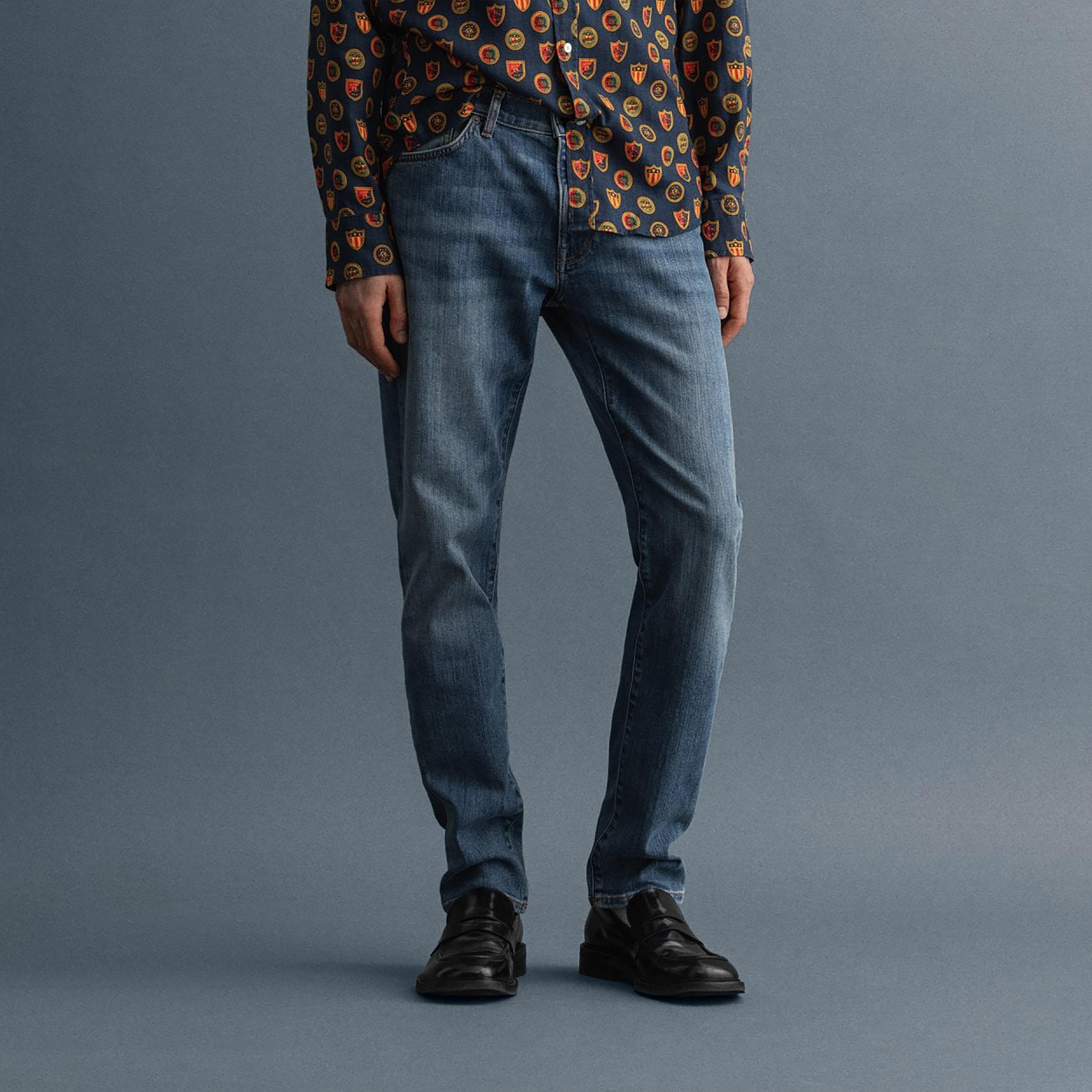Gant Straight Fit Mid-Rise Jeans with 5 Pockets-men-clothing-bottoms-jeans-image-1