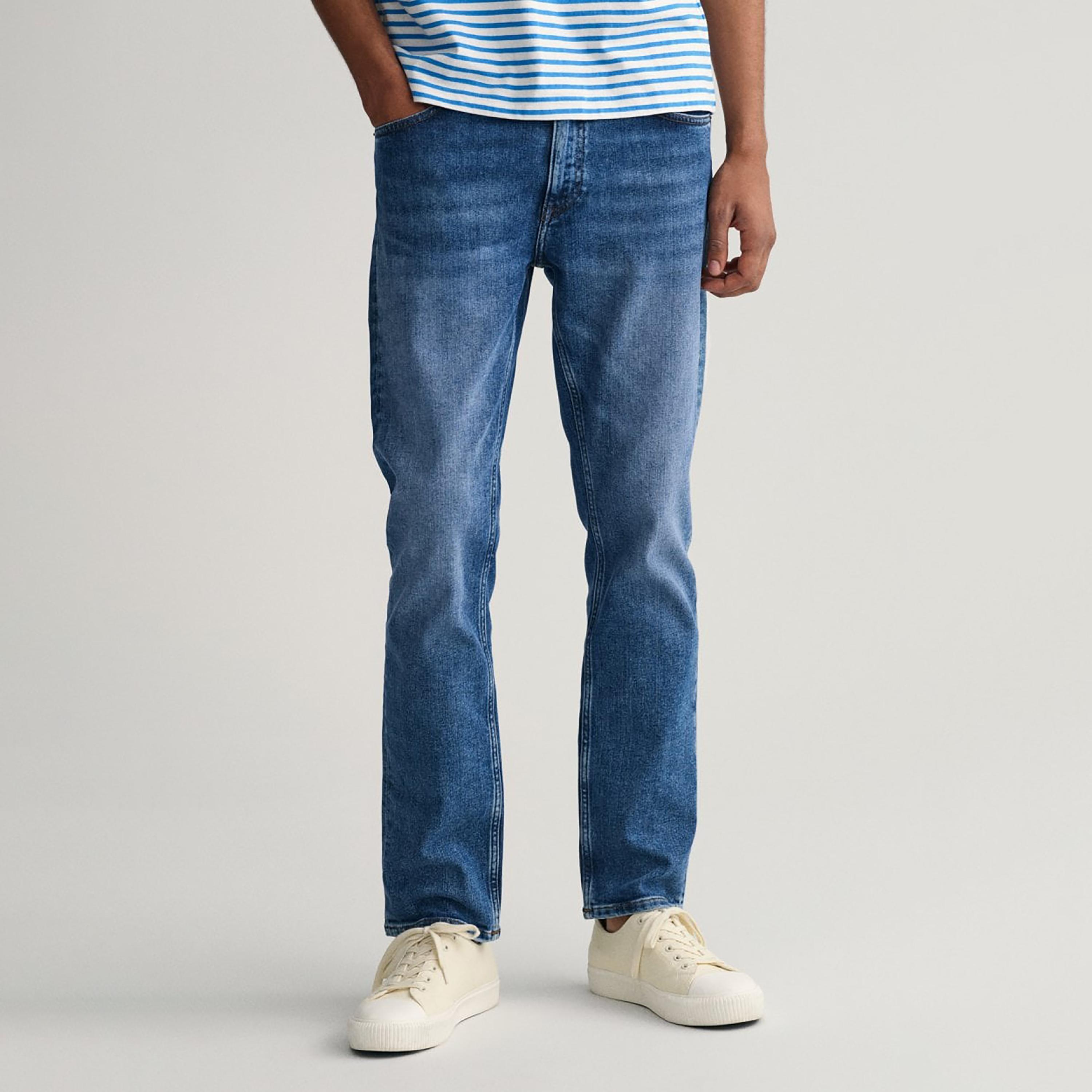 Gant Straight Fit Mid-Rise Jeans with 5 Pockets-men-clothing-bottoms-jeans-image-1
