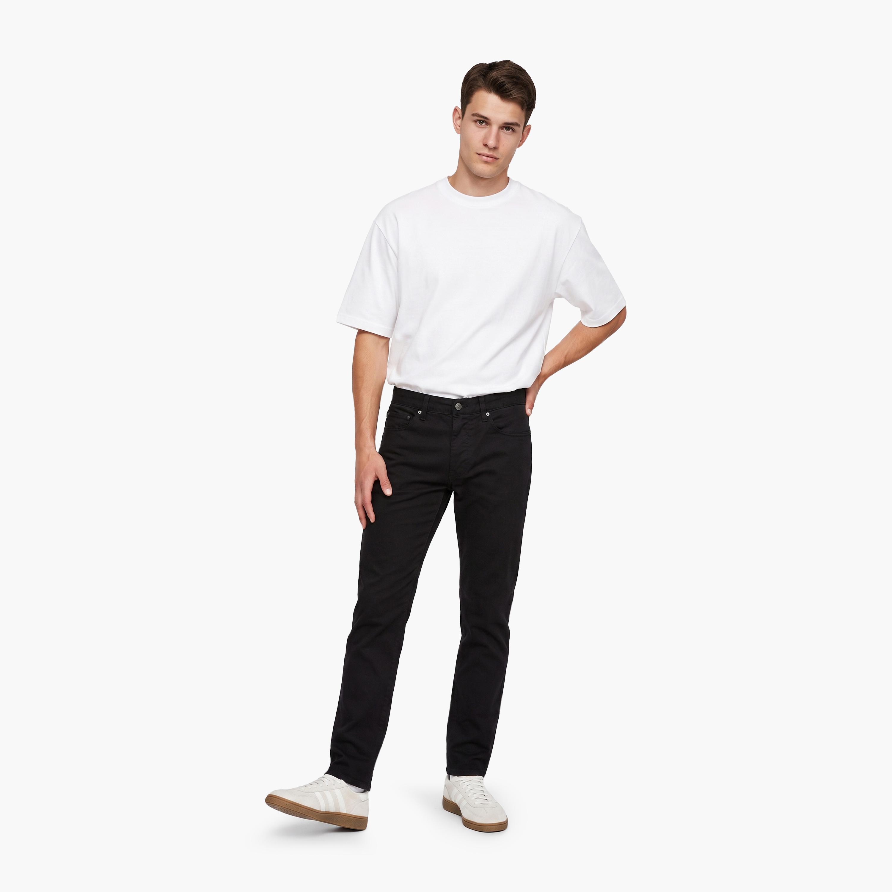 بنطال جينز رجالي سادة بخصر متوسط وقصة منتظمة (ريجولار فيت) بطول داخلي 32 من غانت-men-clothing-jeans-image-2