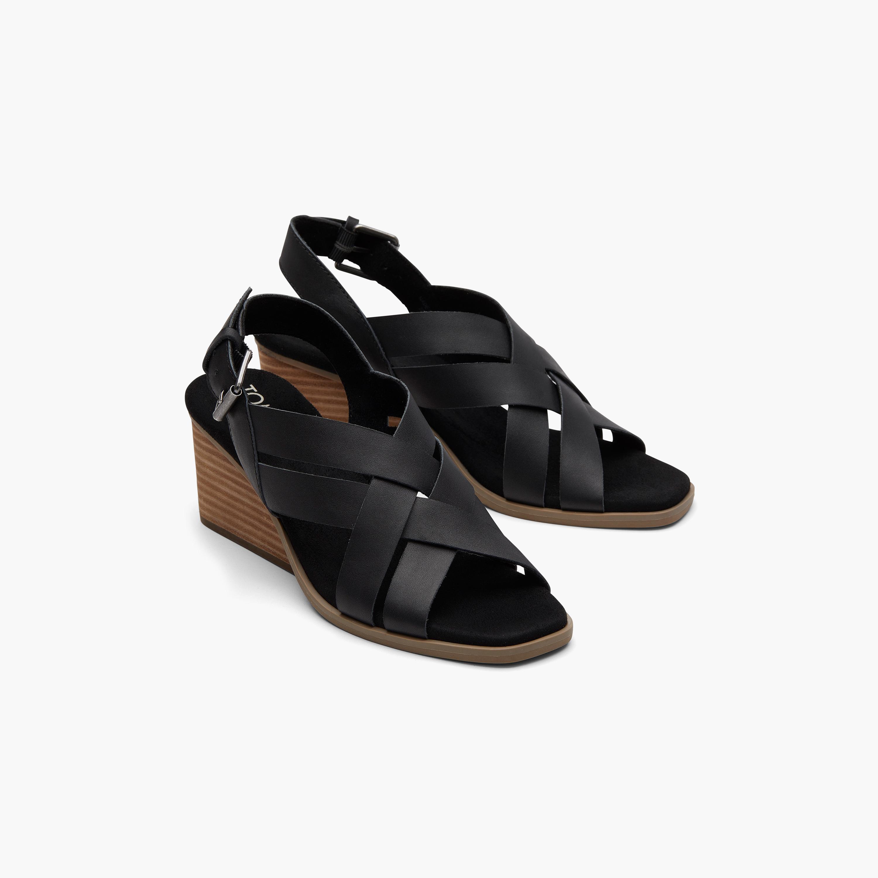 تومز- صندل غريسي ويدج بحزام وإبزيم للنساء | 10020778-women-shoes-heels-image-1