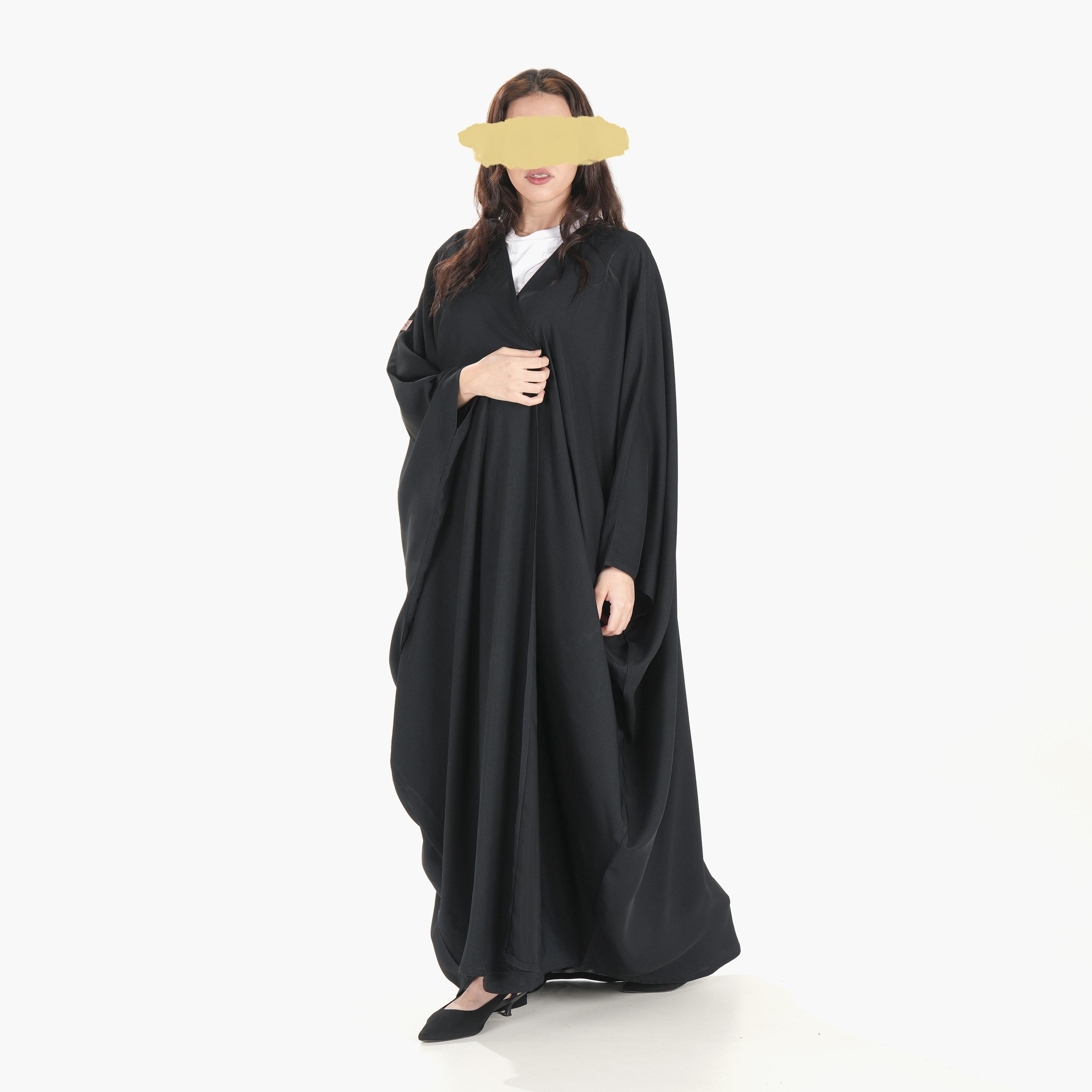 Ramshaa Textured Stripes Abaya with Hijab-women-arabicclothing-abayas-image-1