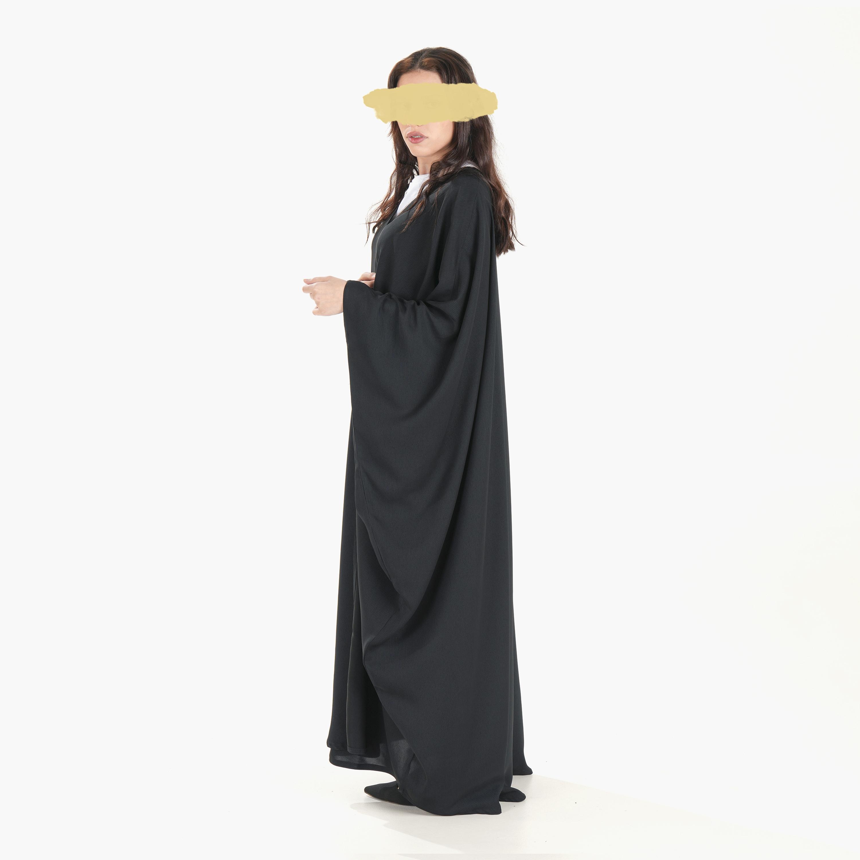 Ramshaa Textured Stripes Abaya with Hijab-women-arabicclothing-abayas-image-3