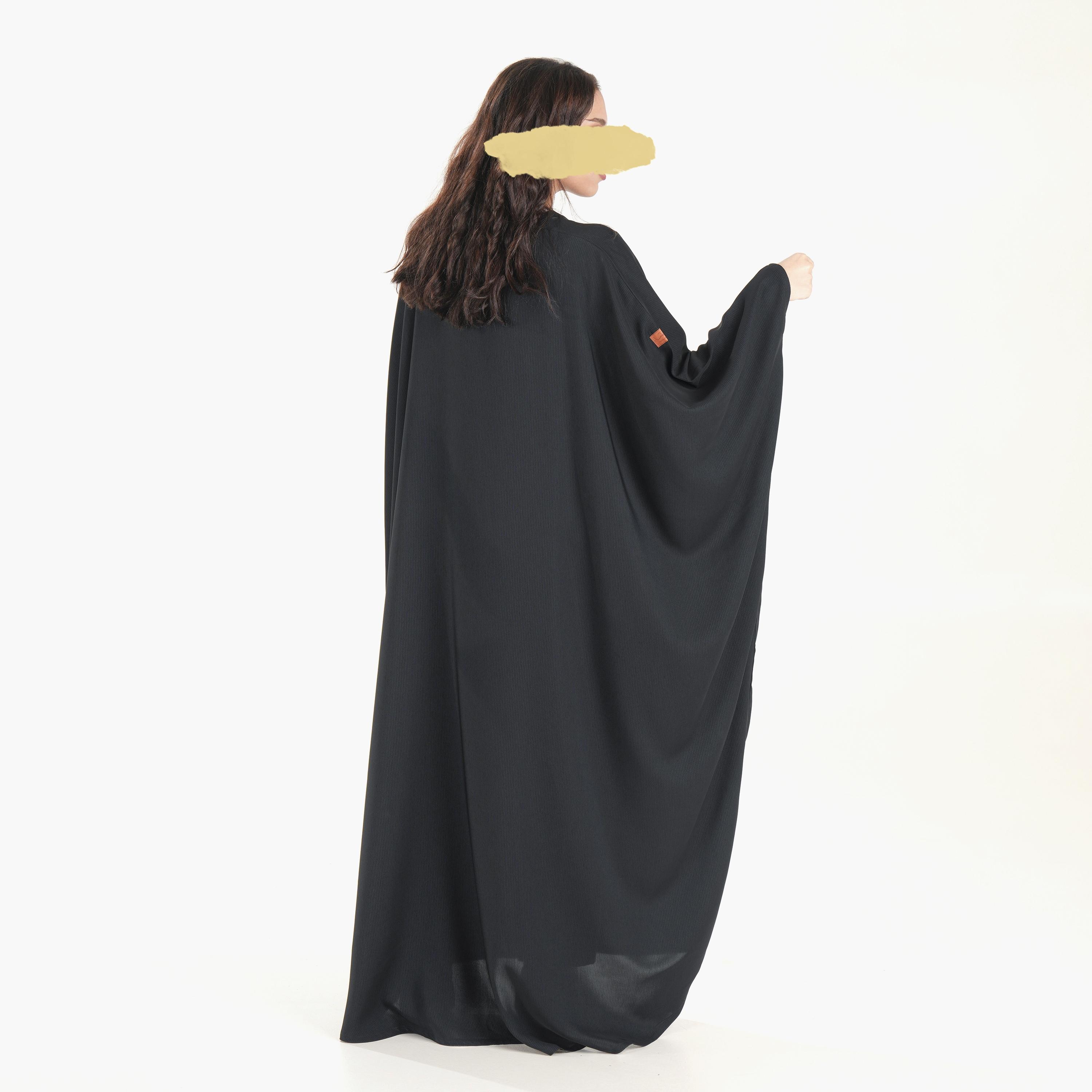 Ramshaa Textured Stripes Abaya with Hijab-women-arabicclothing-abayas-image-4