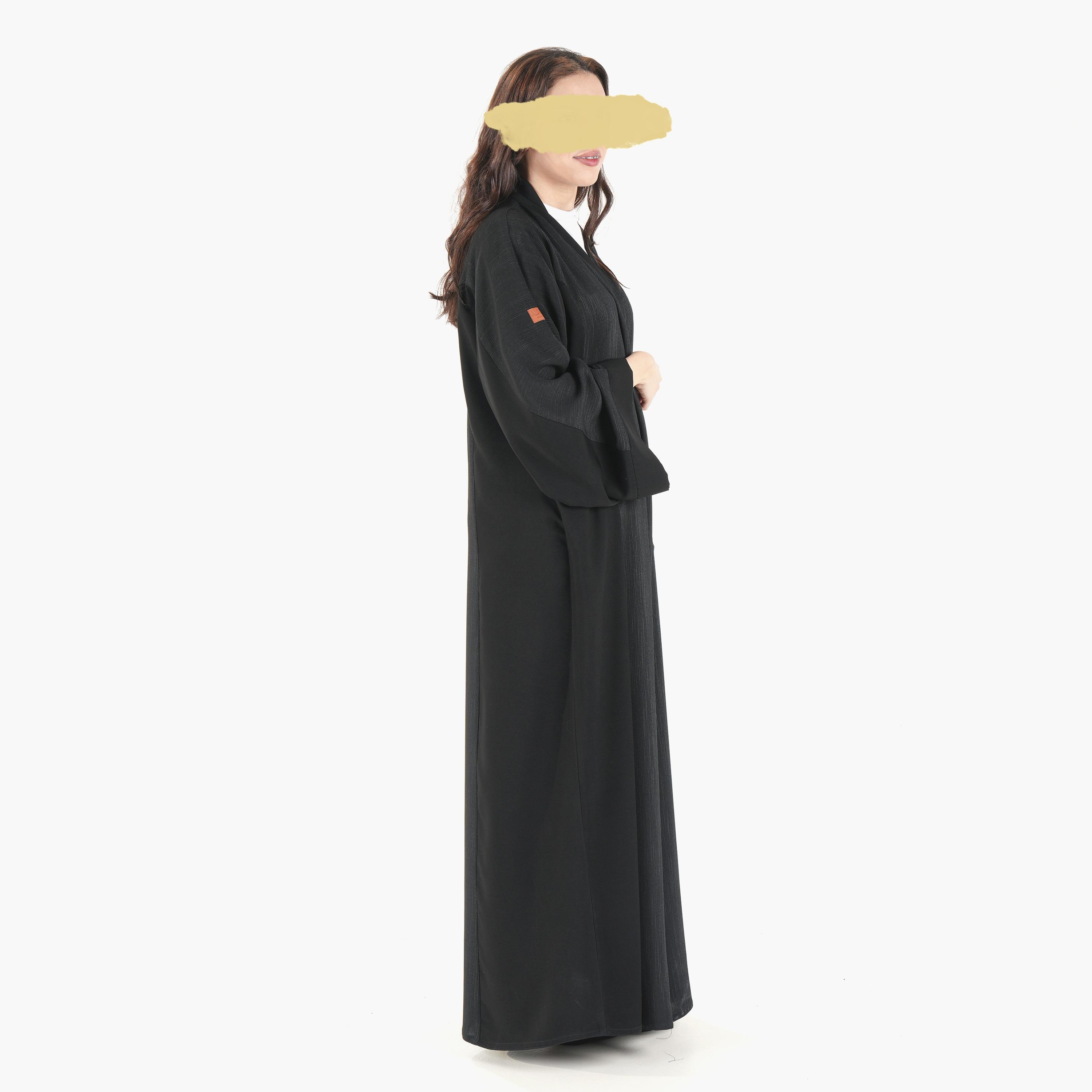 Ramshaa Textured Inner Drawstring Abaya with Hijab-women-arabicclothing-abayas-image-2