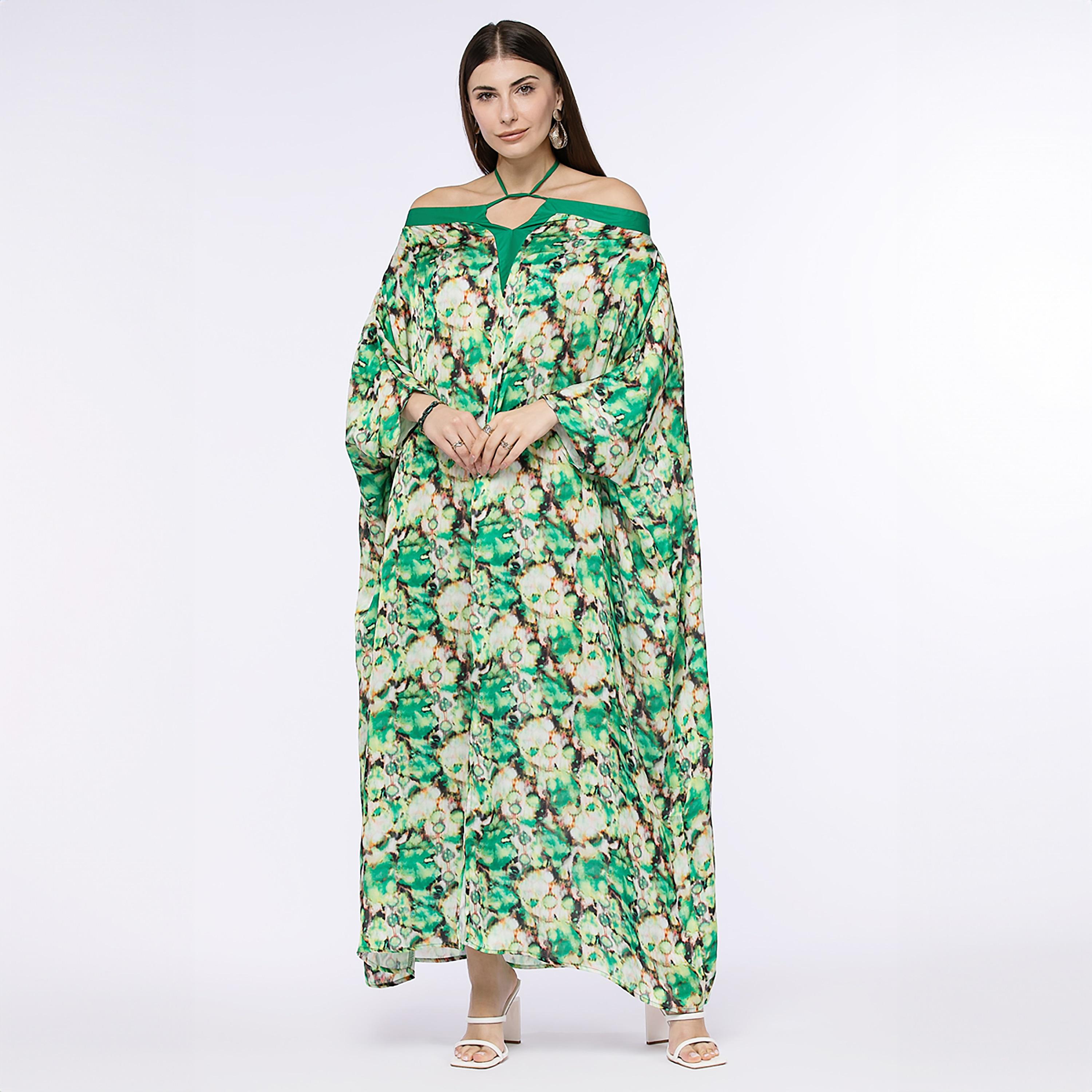 Rina Floral Halter Neck Kaftan Maxi Dress-women-clothing-dresses-image-1