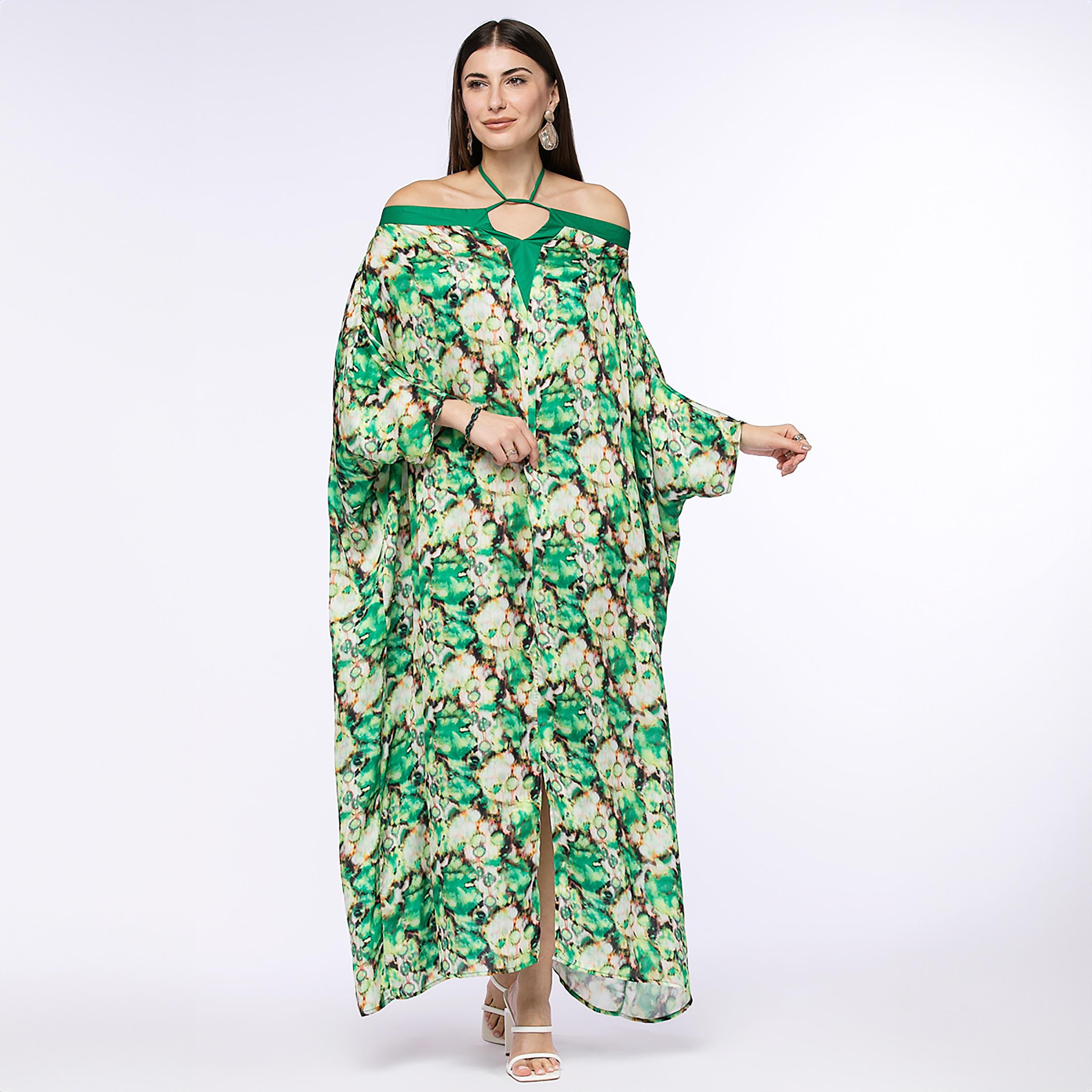 Rina Floral Halter Neck Kaftan Maxi Dress-women-clothing-dresses-image-2