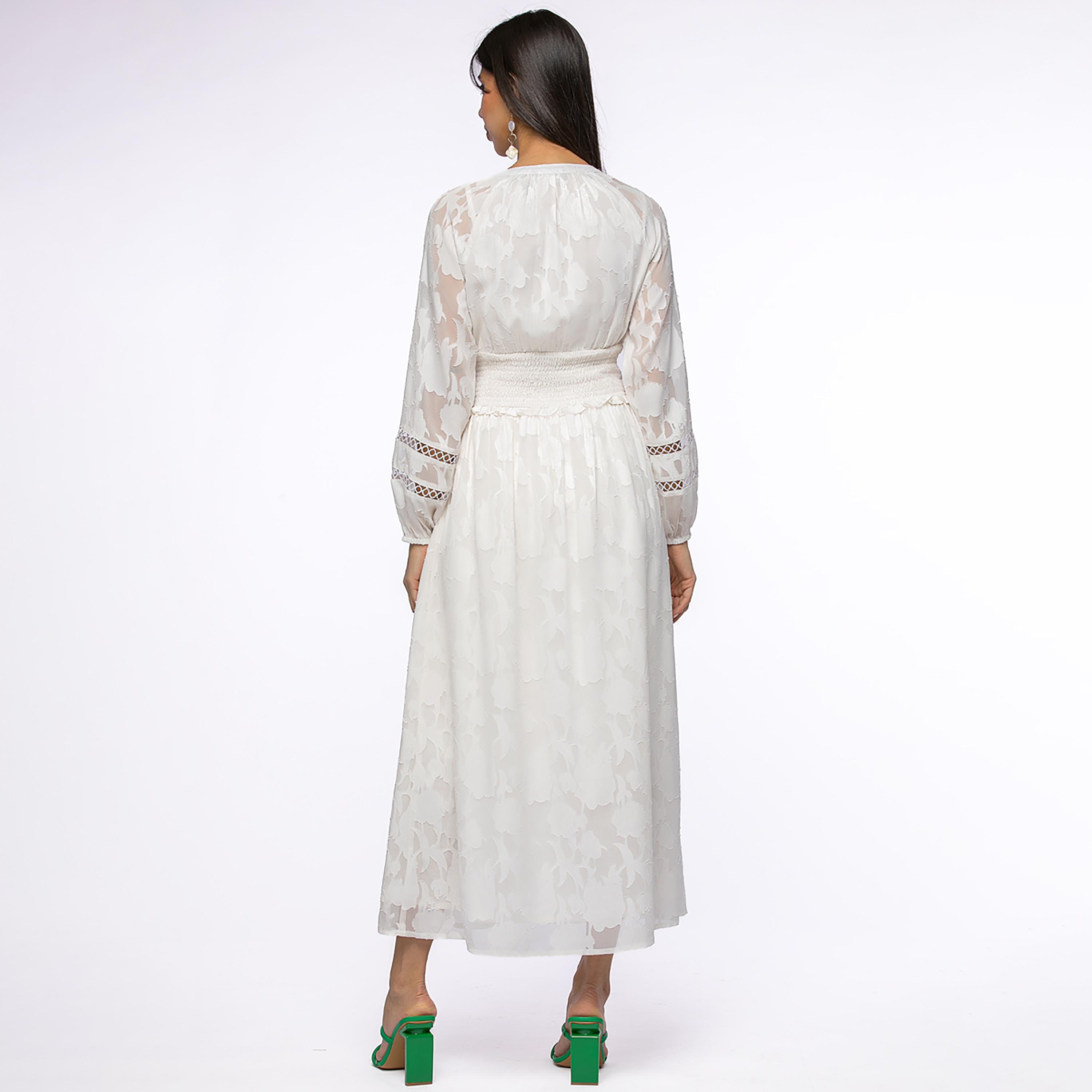 Rina Self Design Mandarin Neck Smocked Maxi Dress-women-clothing-dresses-image-4