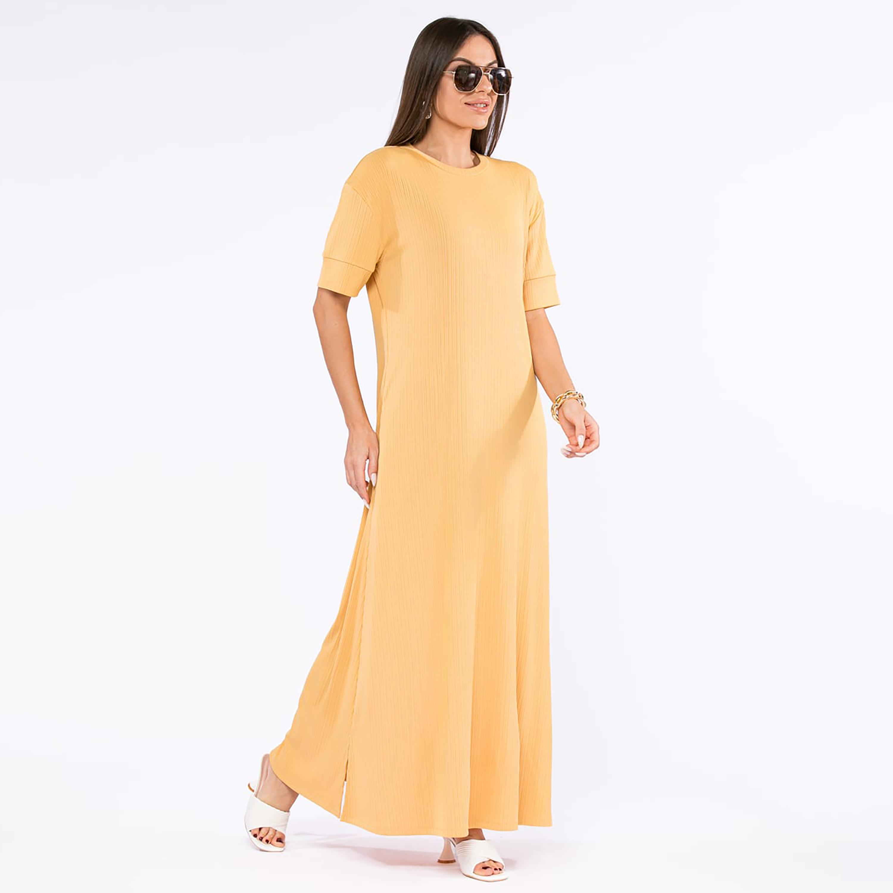 Rina Ribbed Round Neck A-Line Maxi Dress-women-arabicclothing-abayainner-image-3