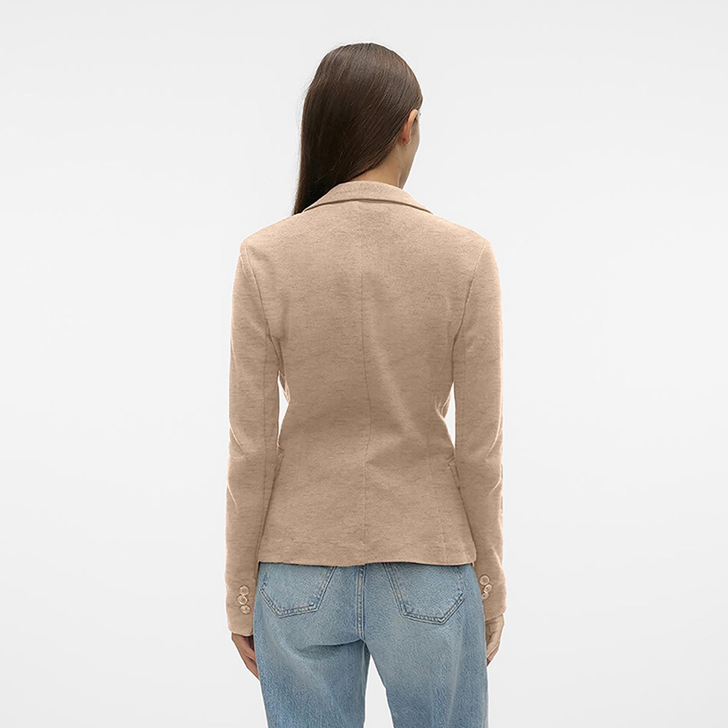 Vero Moda Beige Lapel Collared Women's Blazer-women-clothing-coatsandjackets-blazers-image-3
