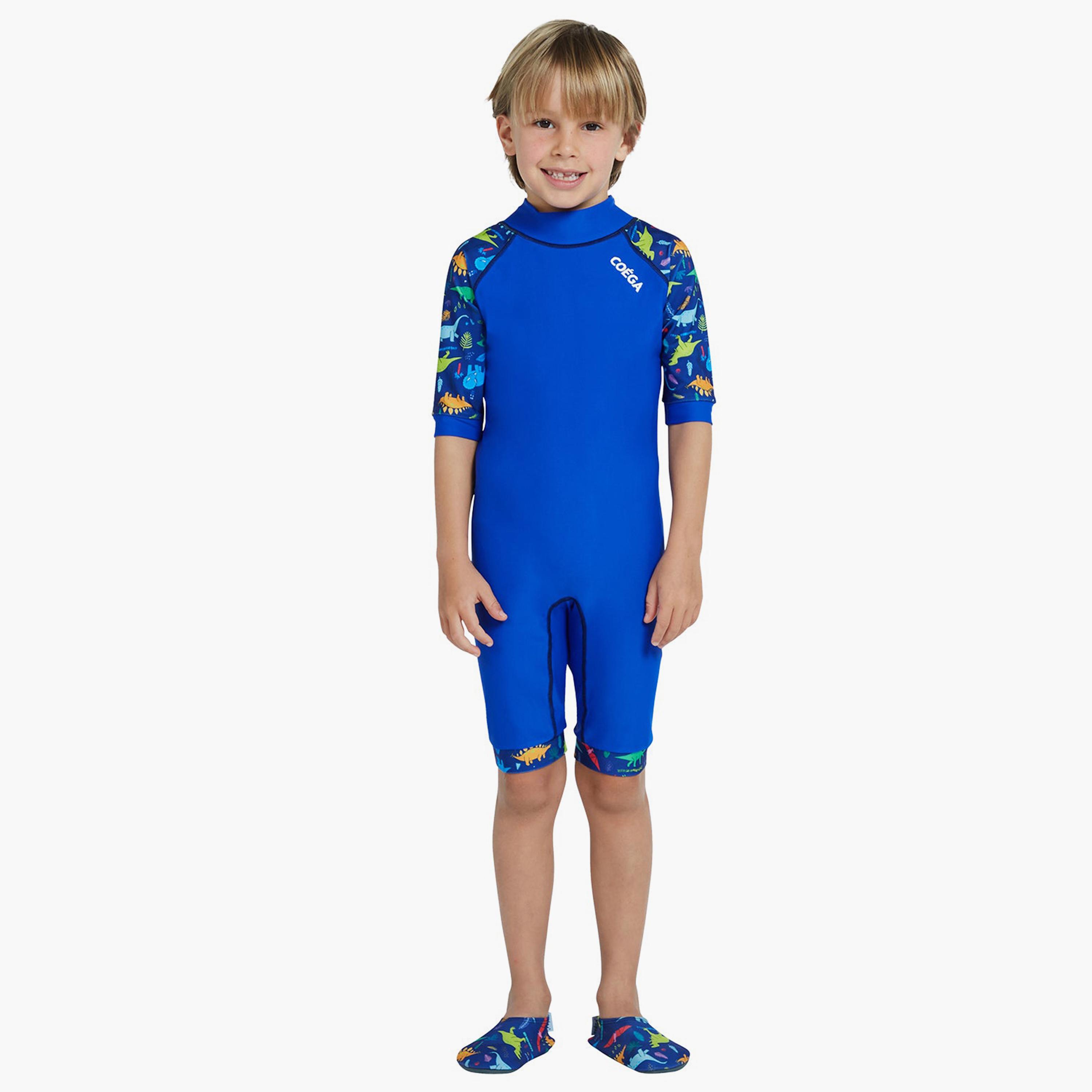 COEGA Boy's One-Piece Swimsuit, Blue Playing Dinos-boys-clothing-sportswear-swimwear-image-1