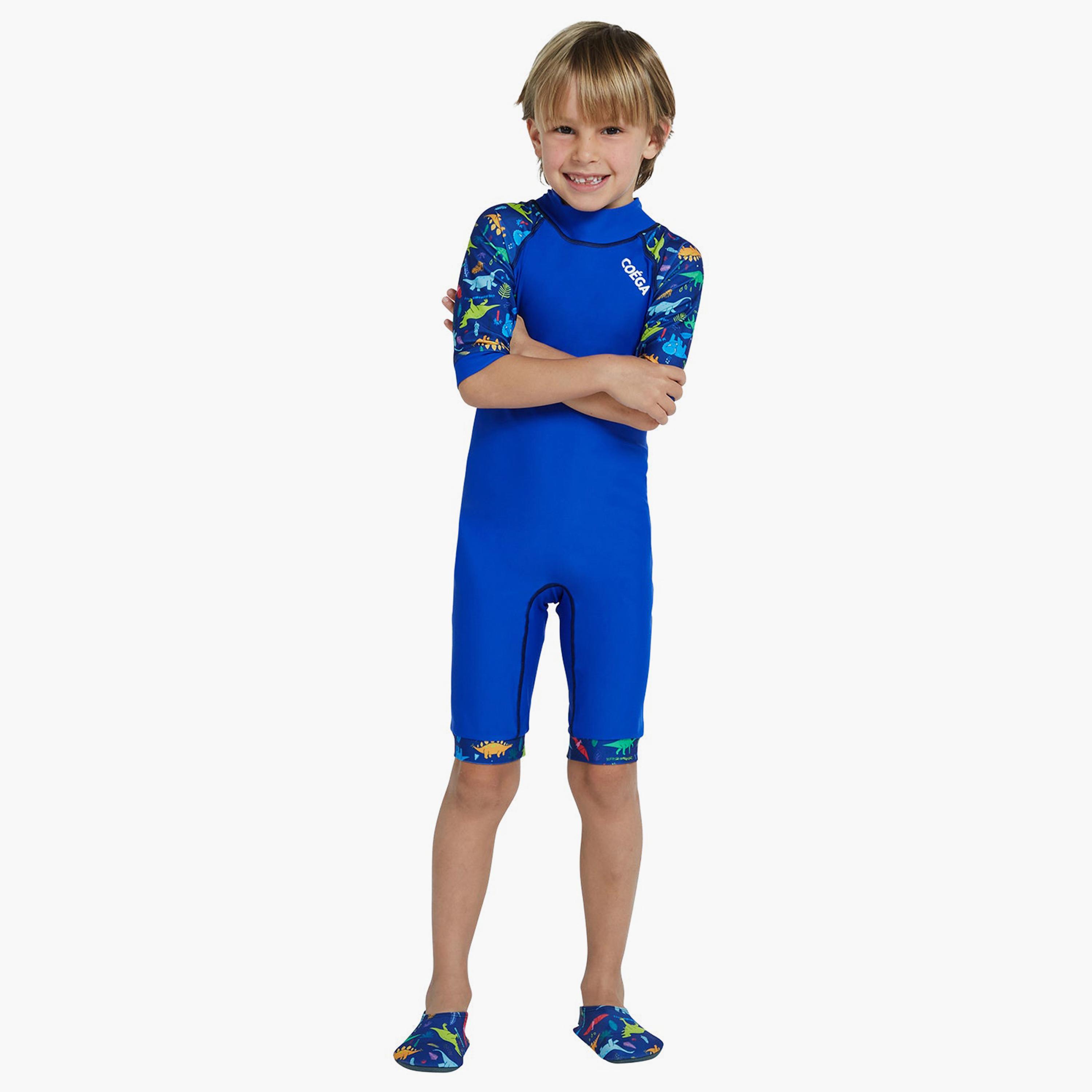 COEGA Boy's One-Piece Swimsuit, Blue Playing Dinos-boys-clothing-sportswear-swimwear-image-4