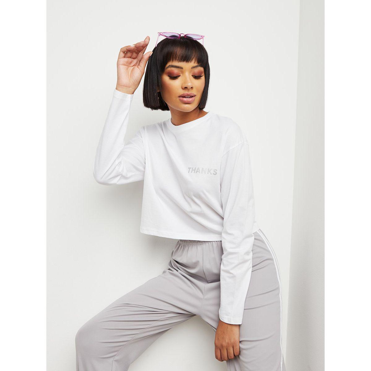 تيشيرت مطبوع بقصة قصيرة-women-clothing-tshirts-image-1