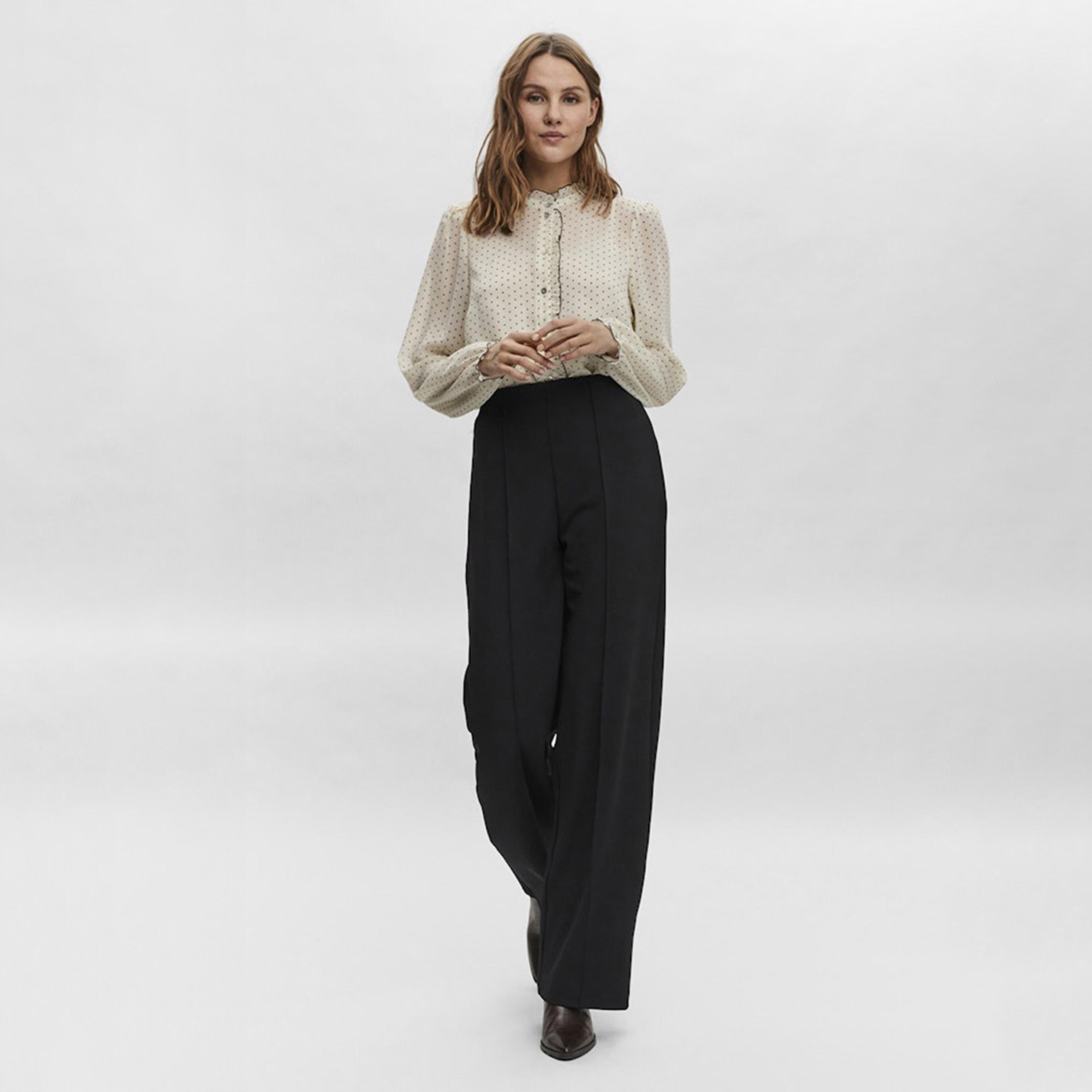 Vero Moda Black Concealed Zip Wide Leg Women's Trousers-women-clothing-bottoms-trousers-image-2
