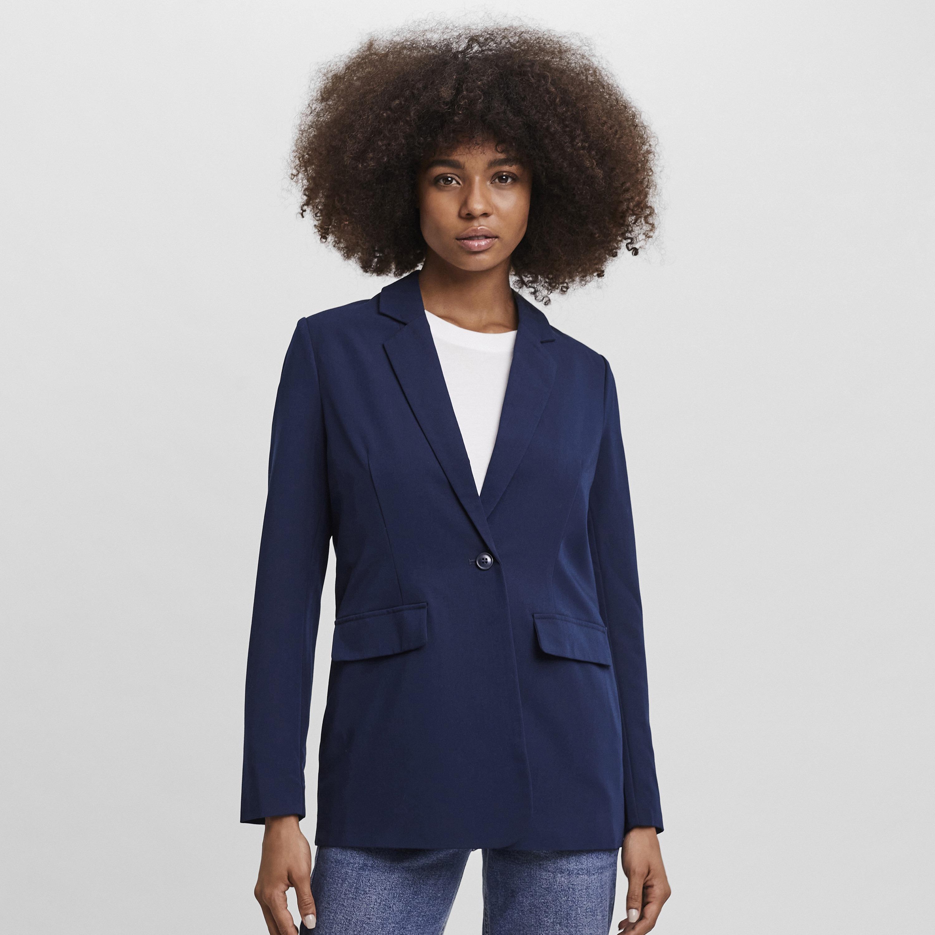 Vero Moda Blue Lapel Collared Single Breasted Women's Blazer-women-clothing-coatsandjackets-blazers-image-1