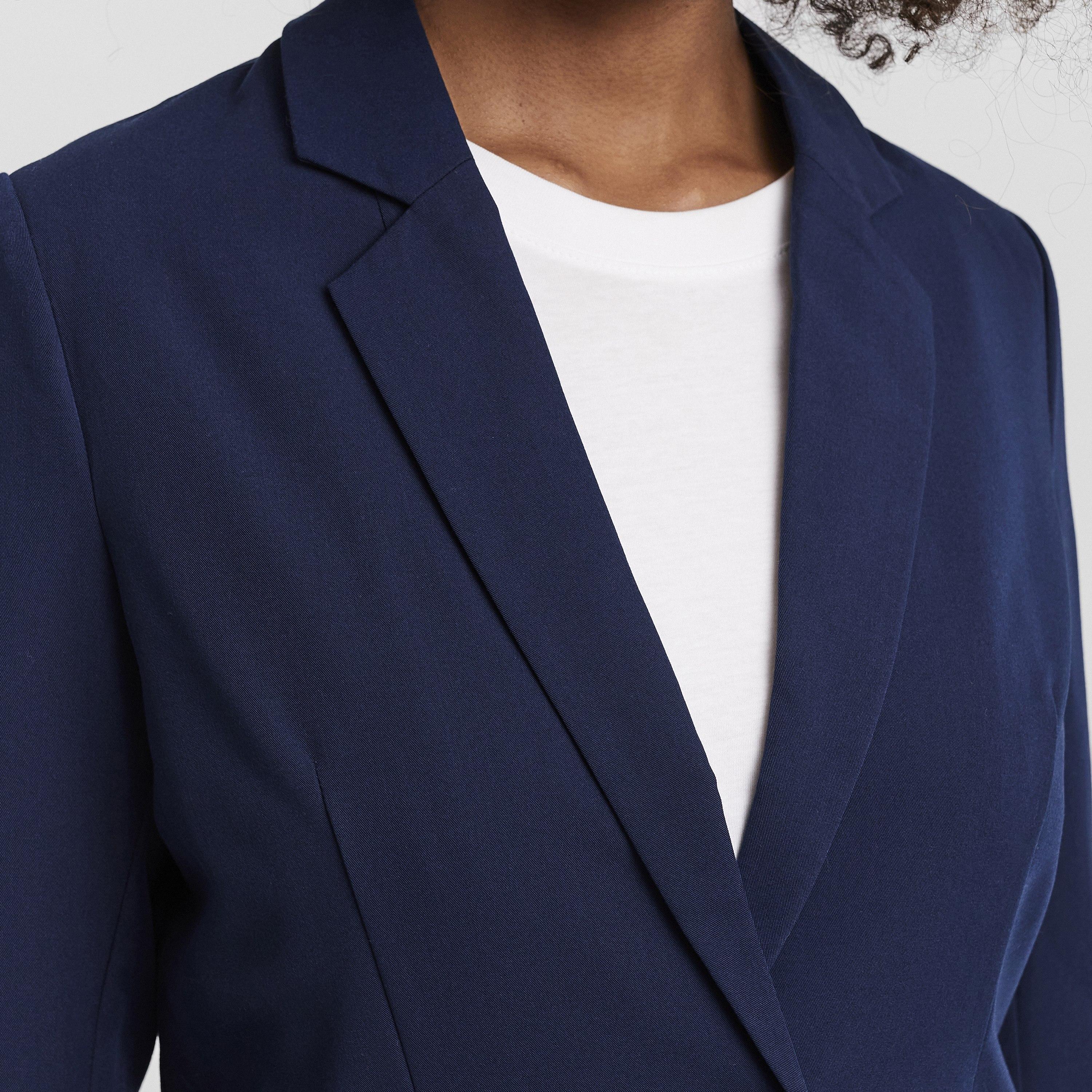 Vero Moda Blue Lapel Collared Single Breasted Women's Blazer-women-clothing-coatsandjackets-blazers-image-5