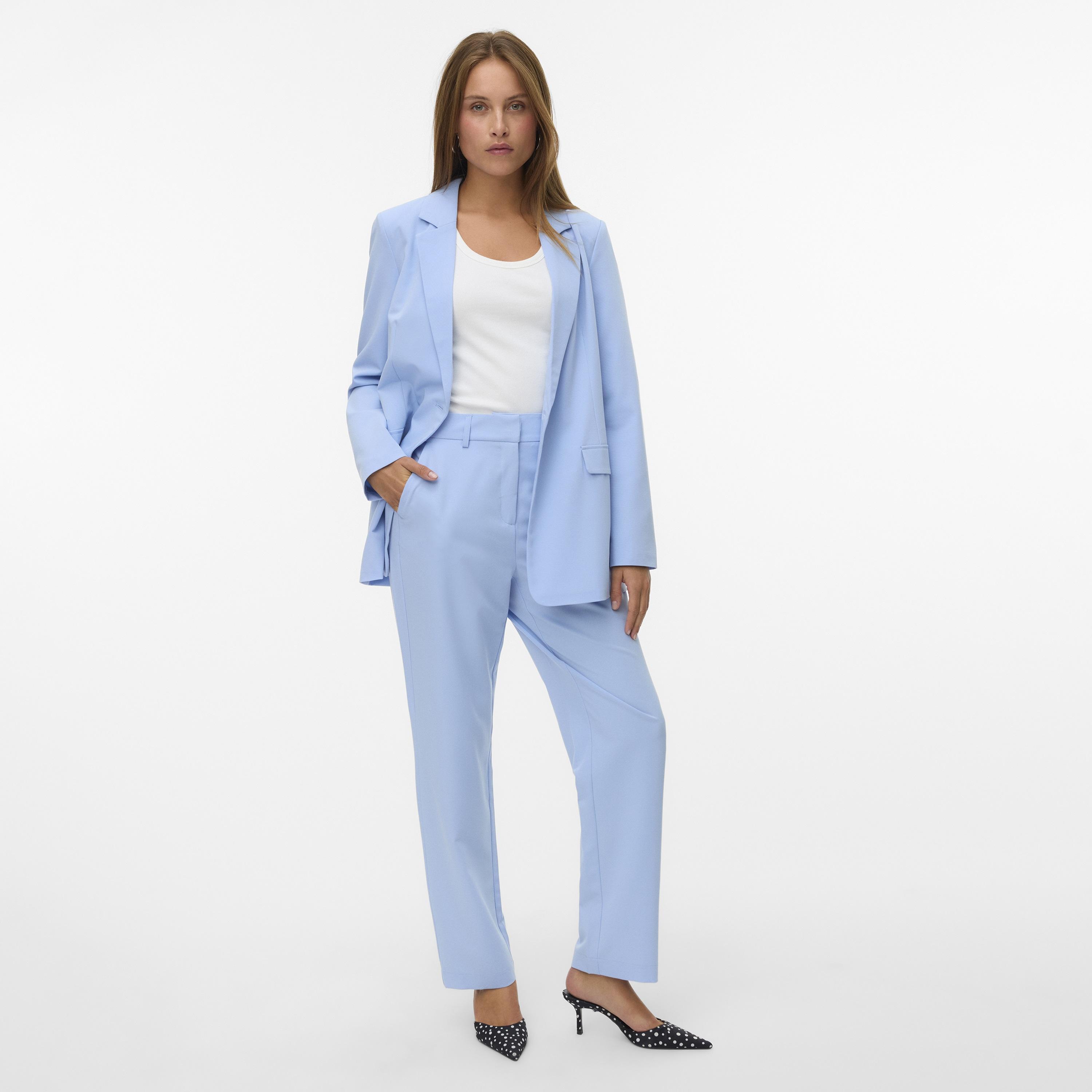 Vero Moda Blue Zip Fly Straight Women's Trousers-women-clothing-trousers-image-2