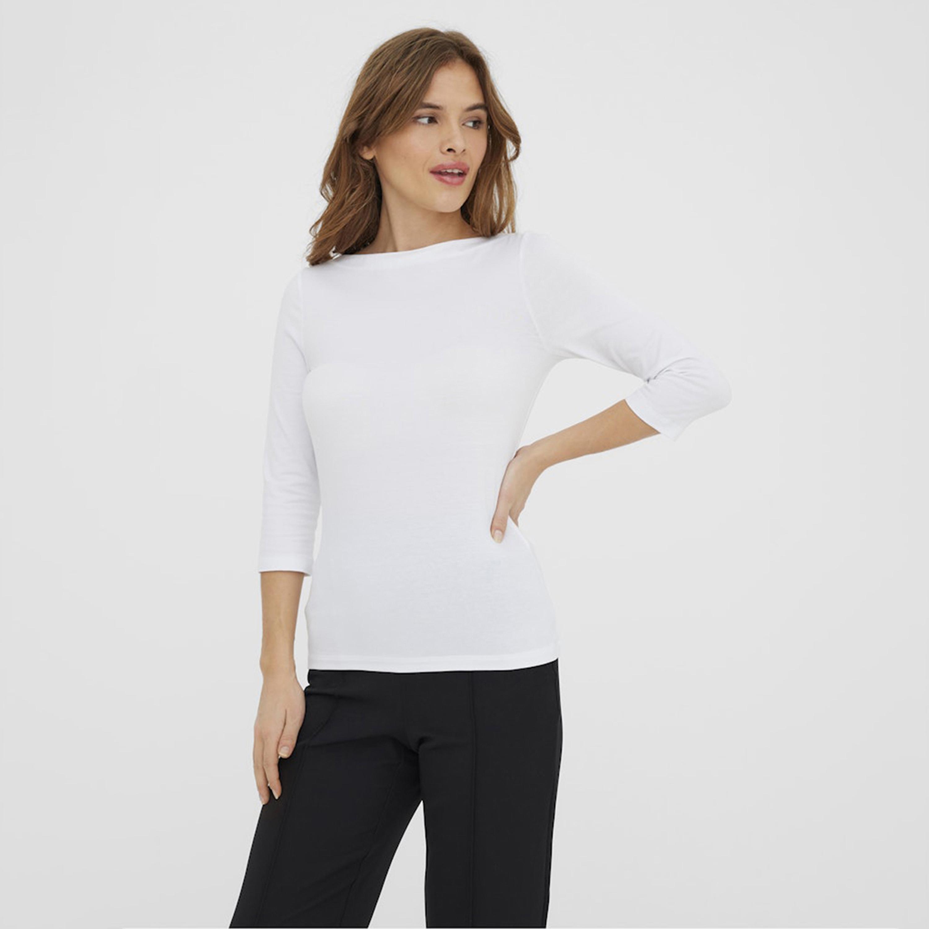 بلوزة نسائية بياقة "بوت نيك" عريضة من فيرو مودا-women-clothing-shirtsandblouses-blouses-image-1