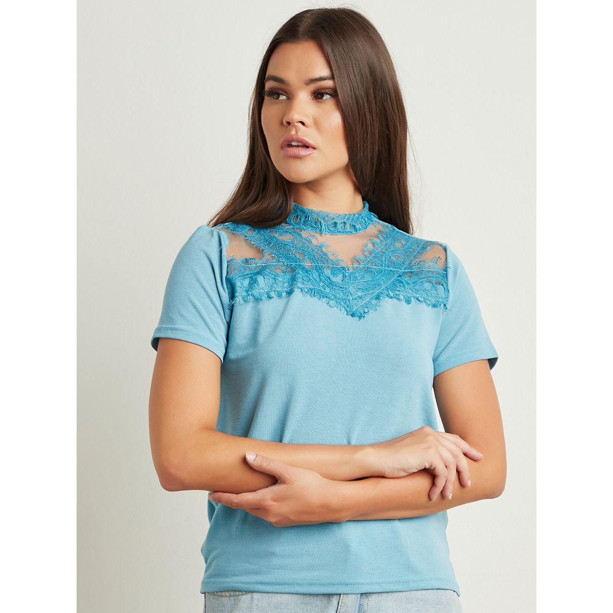 Styli Solid High Neck Lace Detail Top-women-clothing-shirtsandblouses-blouses-image-5