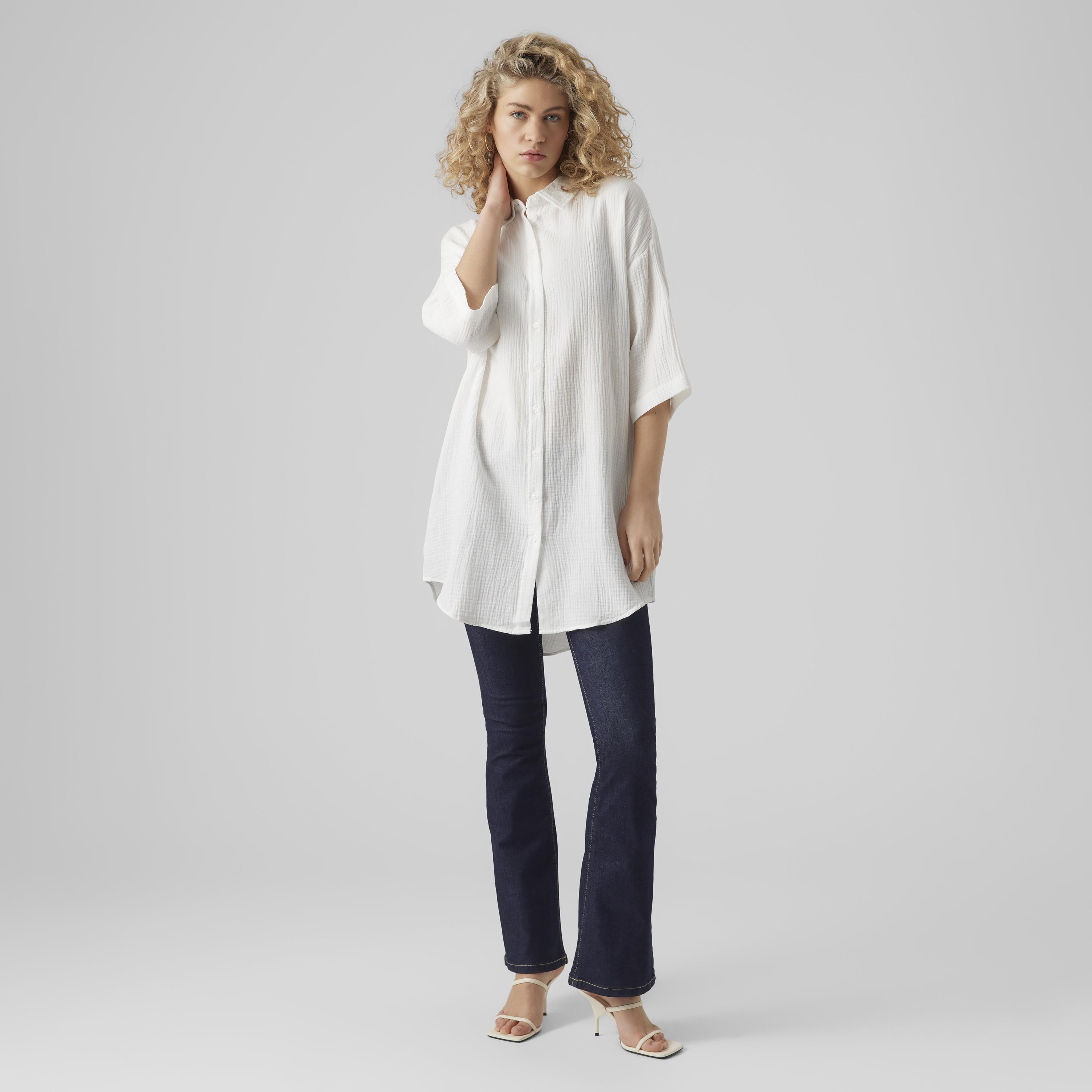 Vero Moda Textured Pointed Collar Dropped Sleeves Women's Overshirt-women-clothing-shirtsandblouses-shirts-image-2