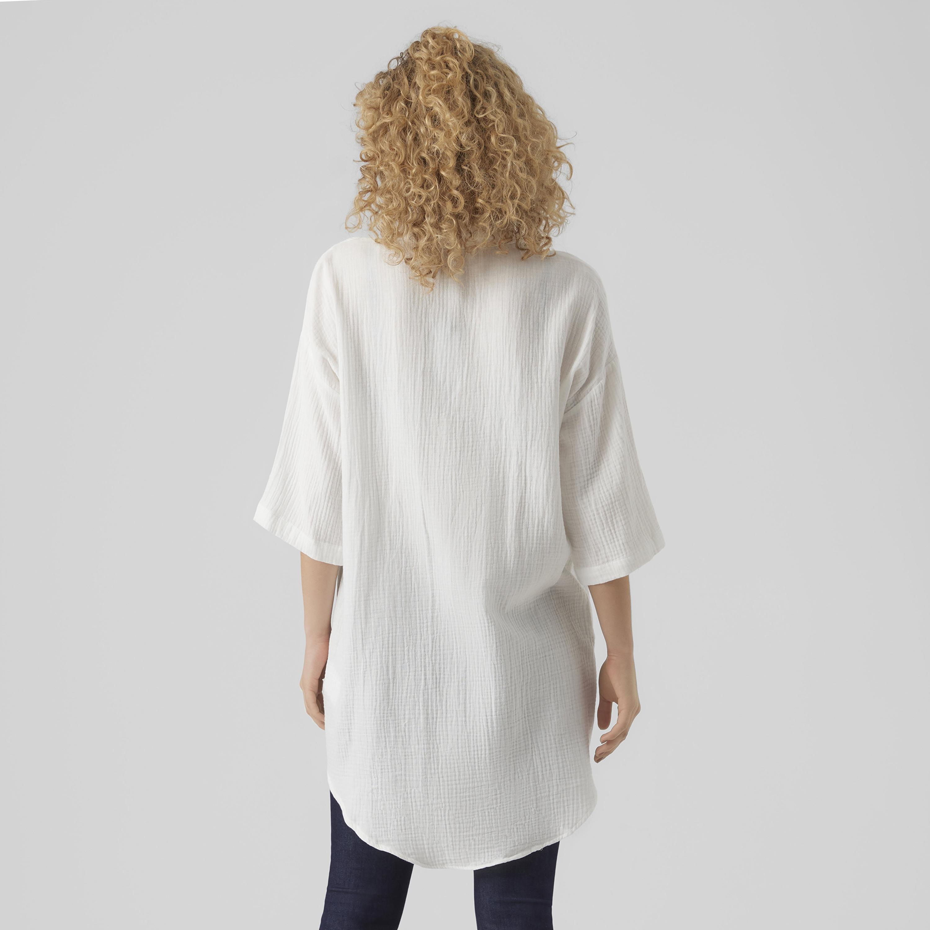 Vero Moda Textured Pointed Collar Dropped Sleeves Women's Overshirt-women-clothing-shirtsandblouses-shirts-image-3