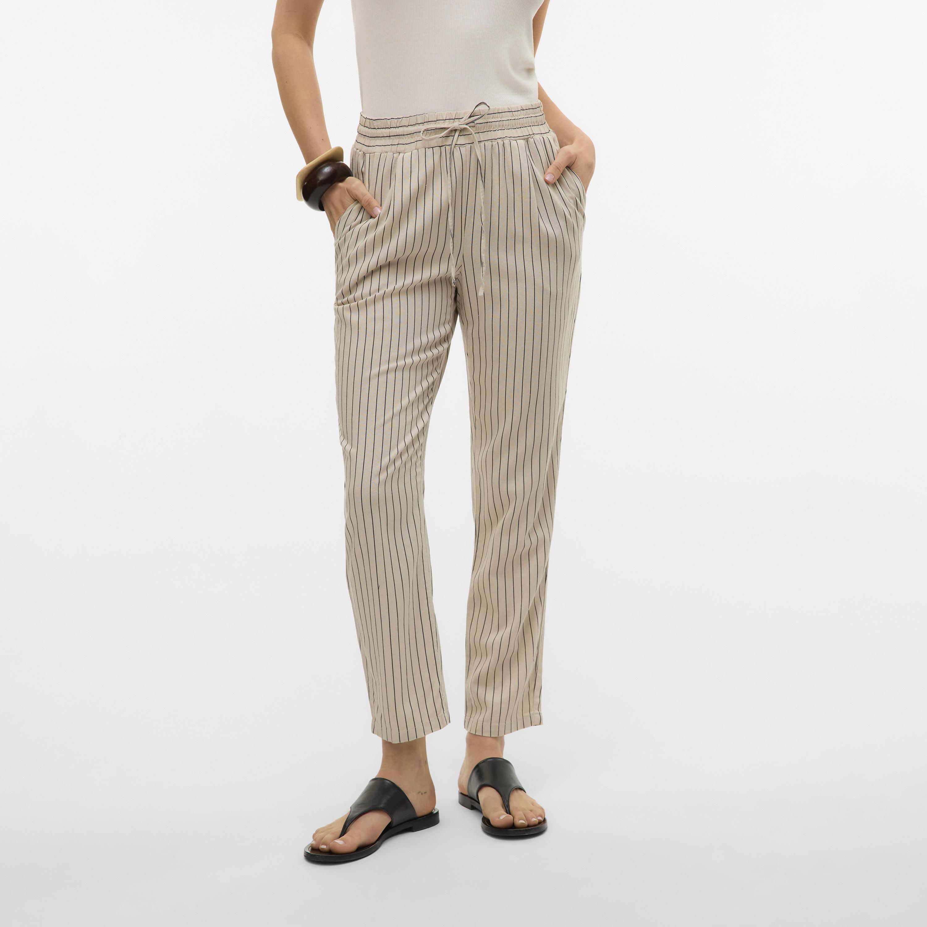 Vero Moda Striped Drawstring Waist Tapered Women's Trousers-women-clothing-trousers-image-1