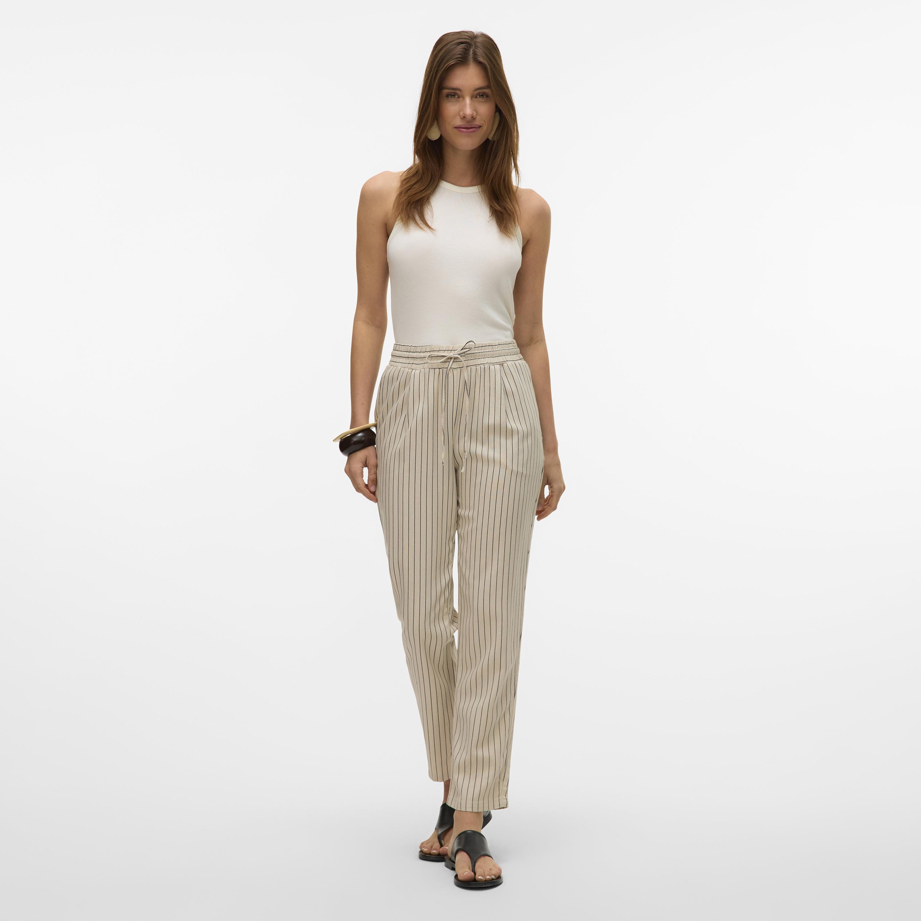Vero Moda Striped Drawstring Waist Tapered Women's Trousers-women-clothing-trousers-image-2
