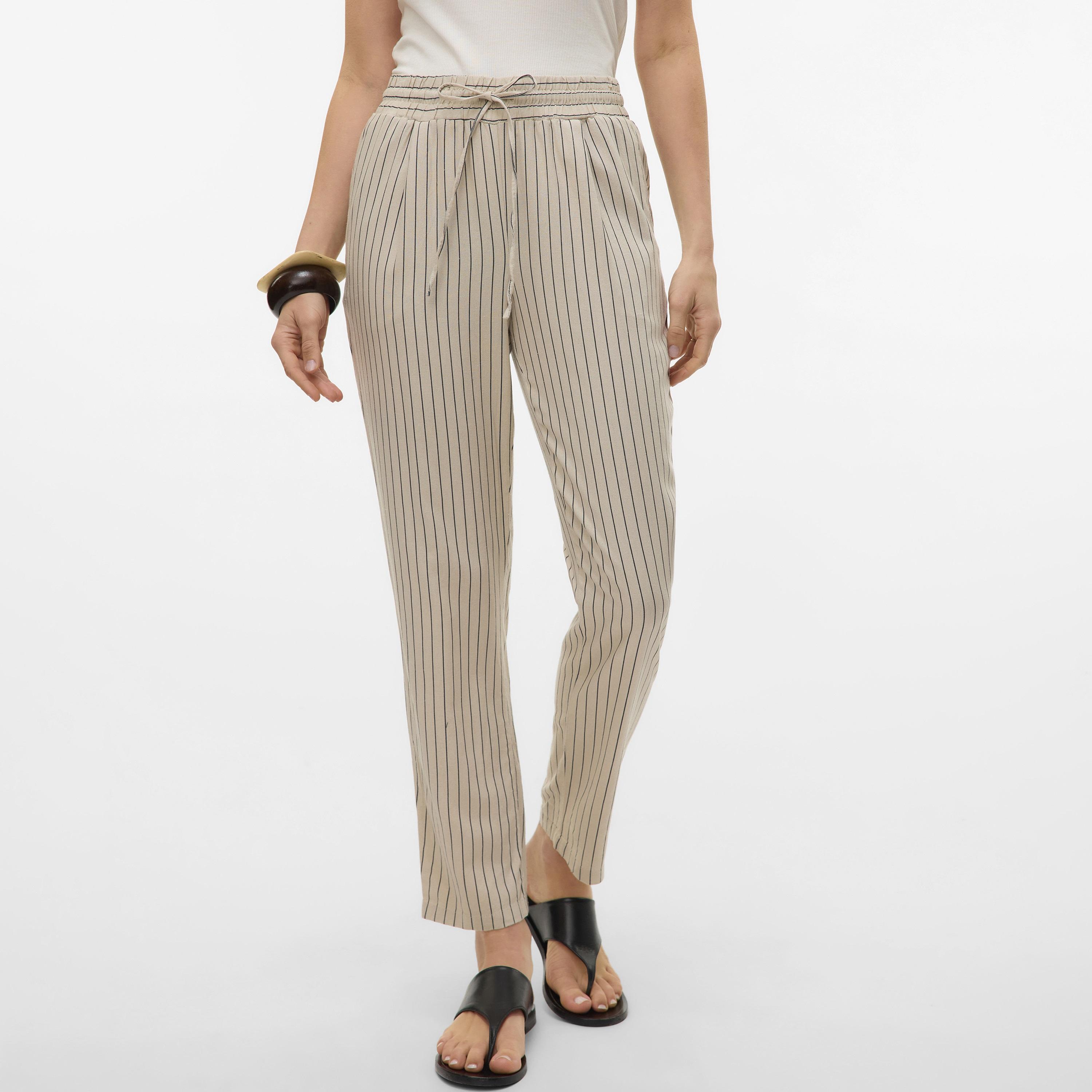 Vero Moda Striped Drawstring Waist Tapered Women's Trousers-women-clothing-trousers-image-5