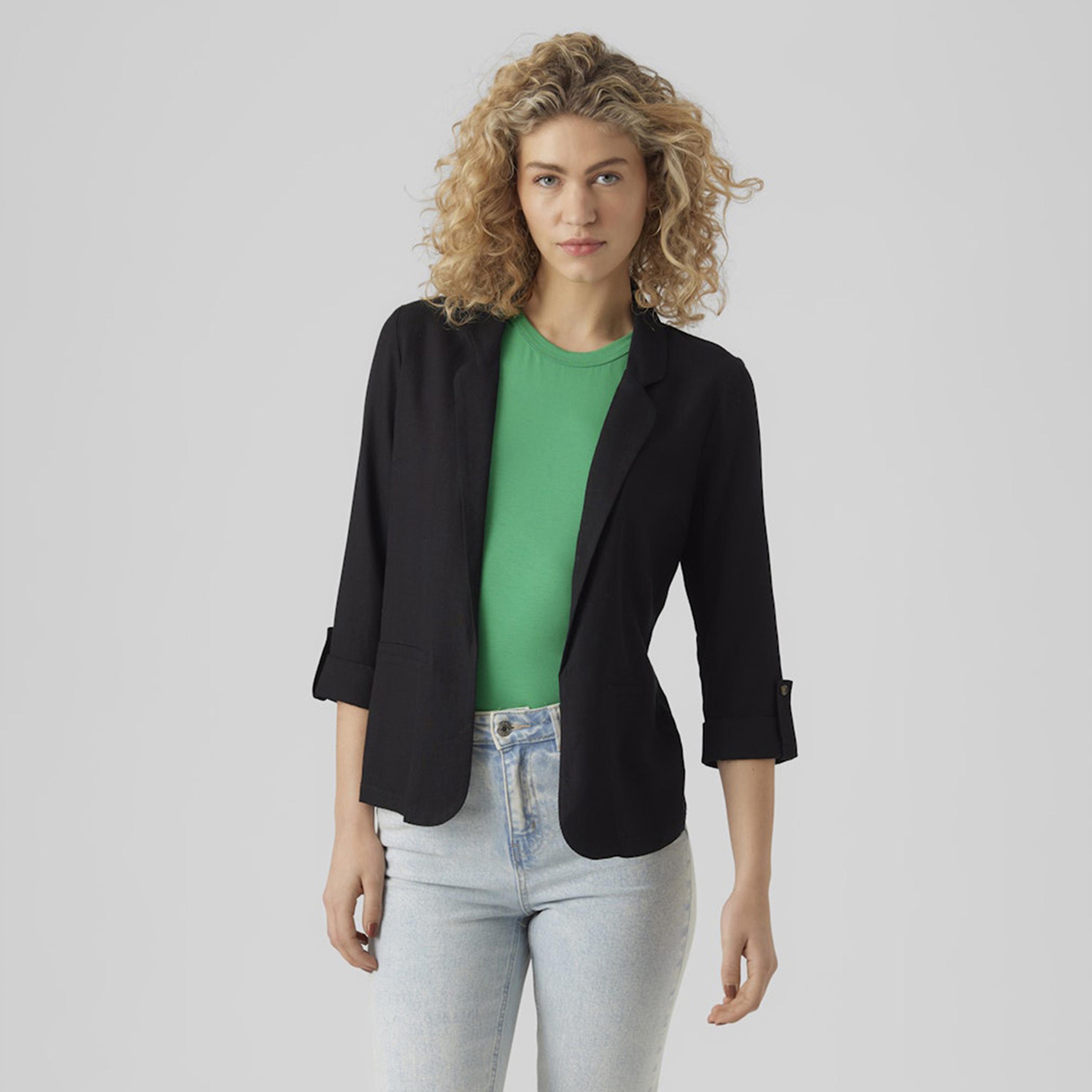 بليزر نسائي بياقة "لابيل" وأكمام قابلة للطي من فيرو مودا-women-clothing-coatsandjackets-blazers-image-5