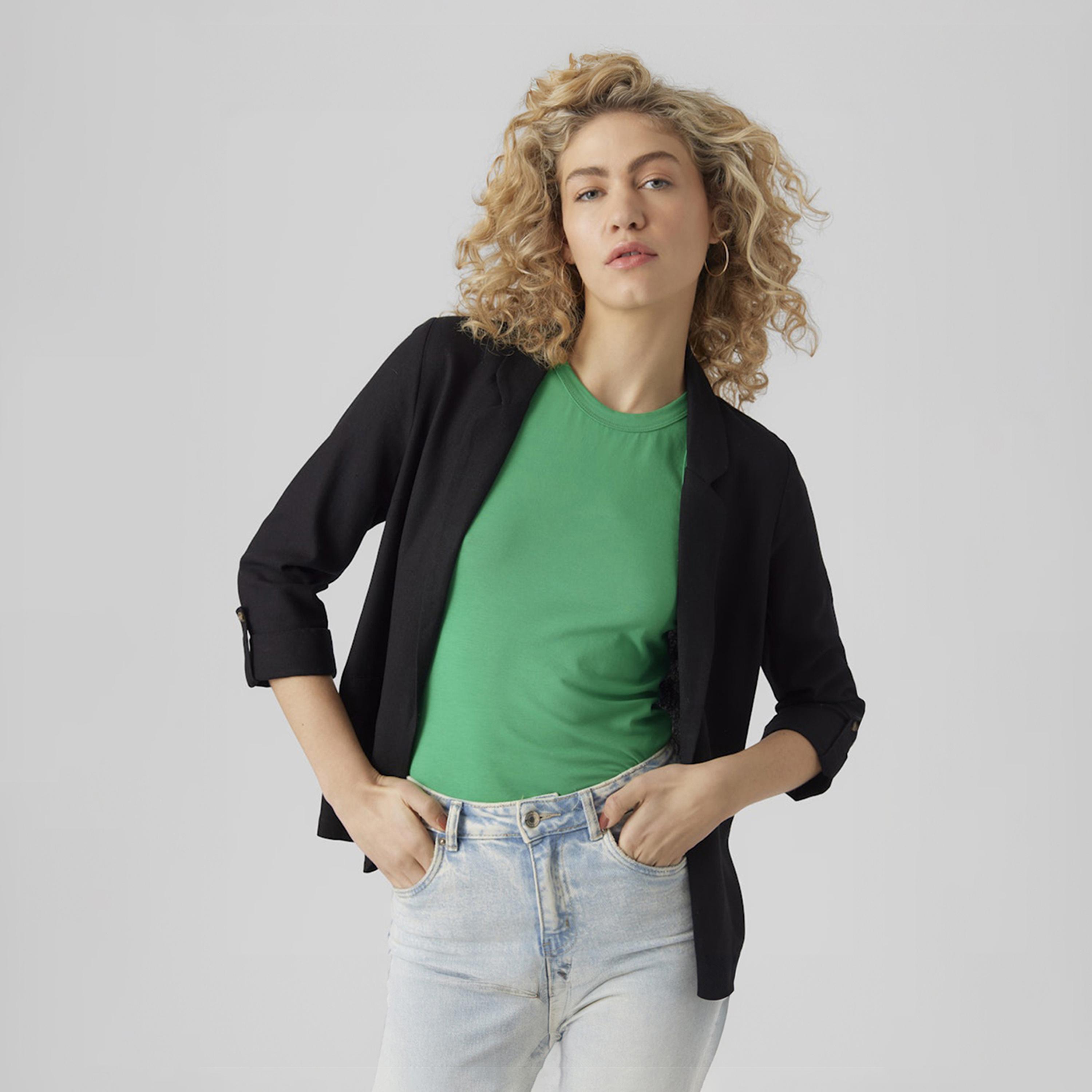 بليزر نسائي بياقة "لابيل" وأكمام قابلة للطي من فيرو مودا-women-clothing-coatsandjackets-blazers-image-8