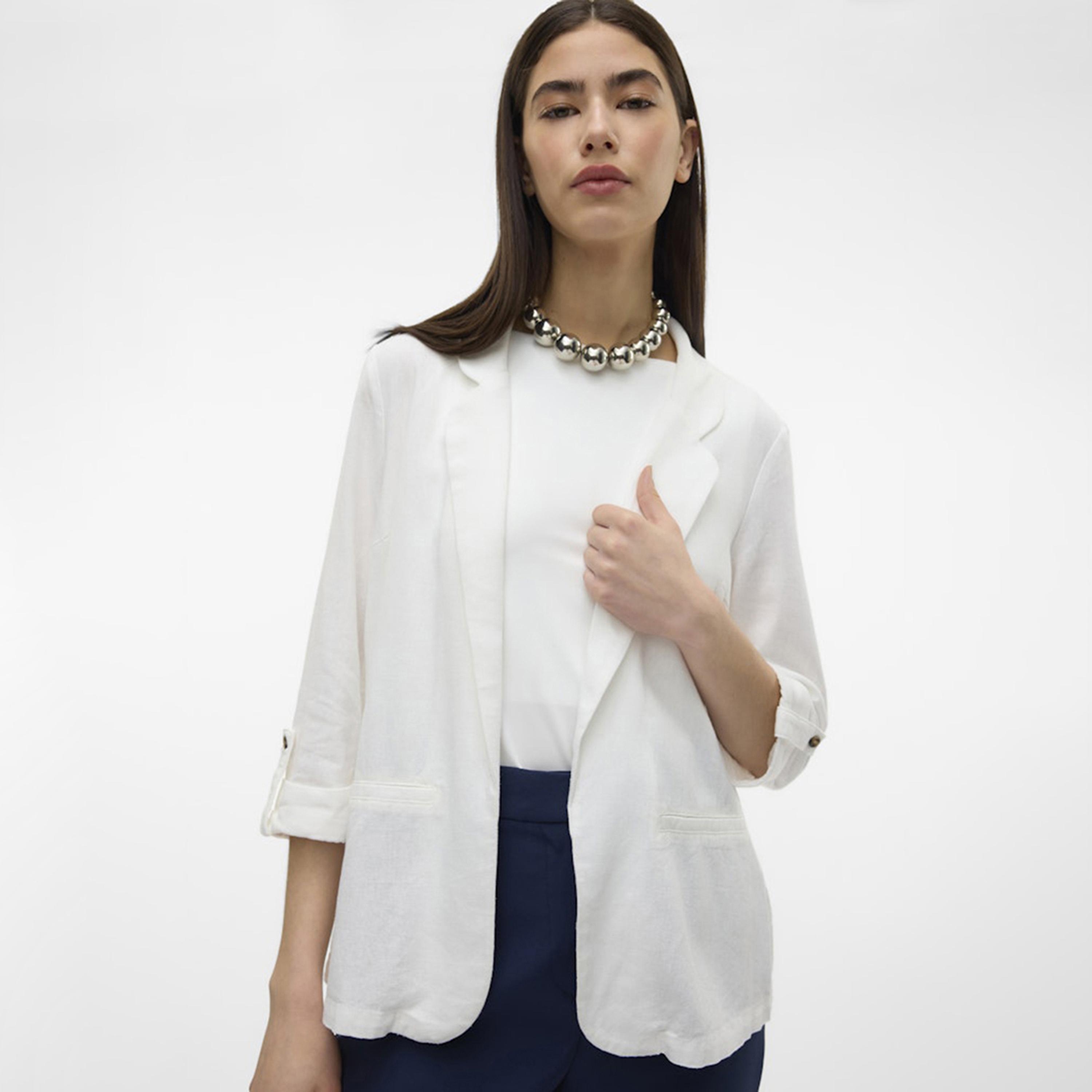 بليزر نسائي بياقة "لابيل" وأكمام قابلة للطي من فيرو مودا-women-clothing-coatsandjackets-blazers-image-13