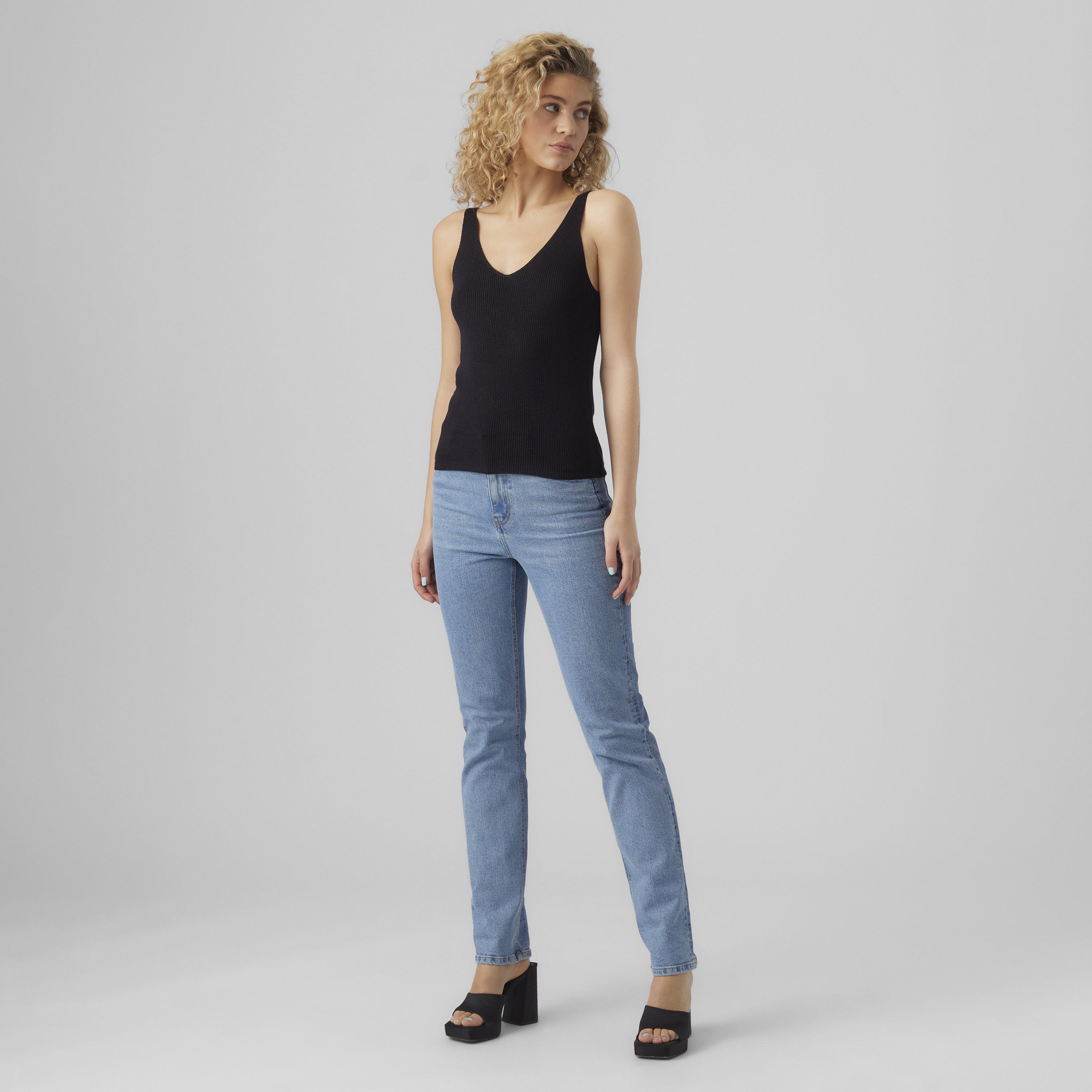 Vero Moda Black Ribbed Women's Knit Tank Top-women-clothing-shirtsandblouses-blouses-image-2