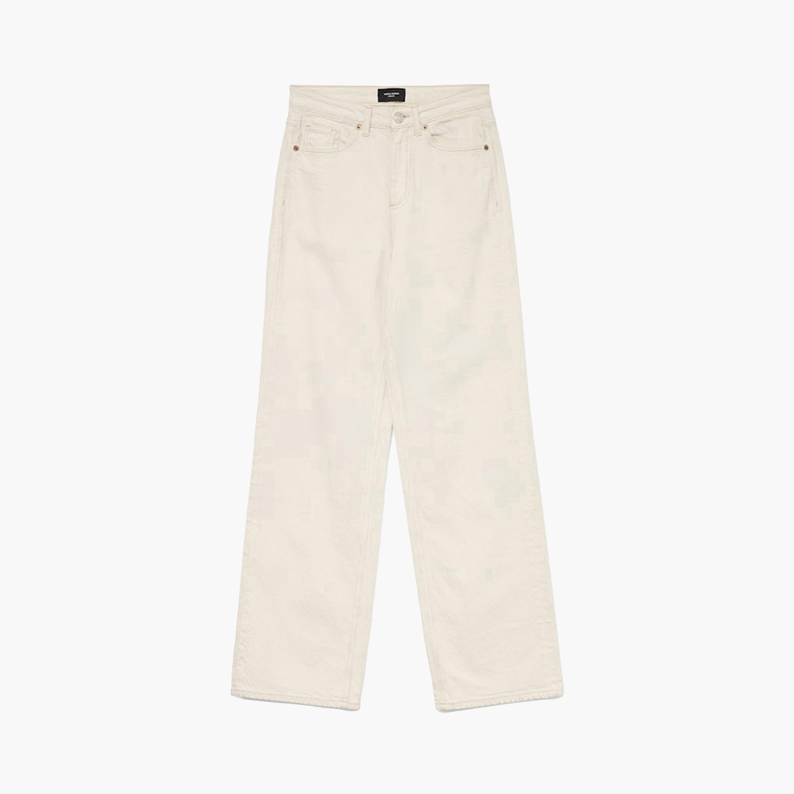 Vero Moda Ecru Button and Zip Fly Wide Leg Women's Jeans-women-clothing-bottoms-jeans-image-5