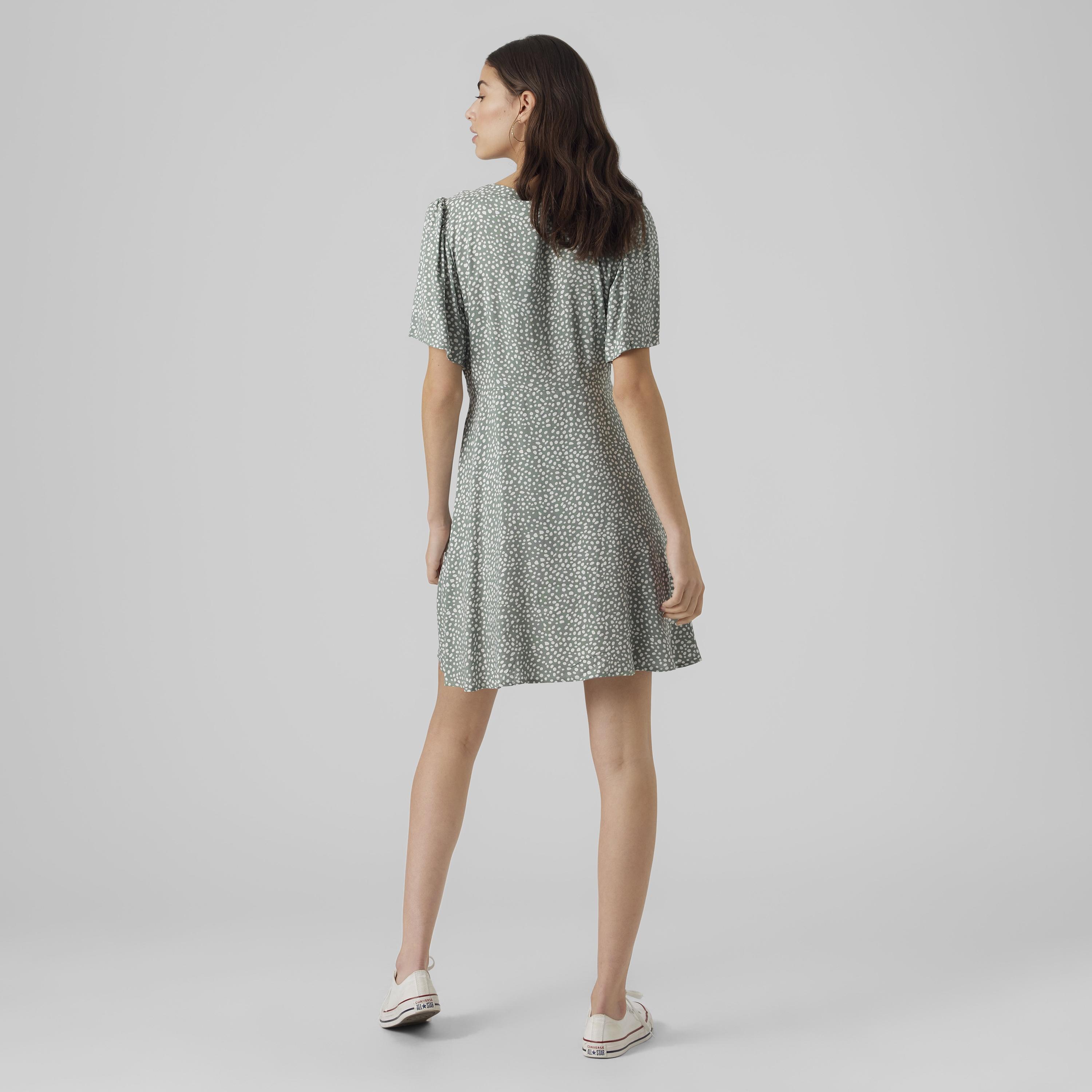 Vero Moda Dalmatian Print Flutter Sleeves Women's Mini Dress-women-clothing-dresses-image-3