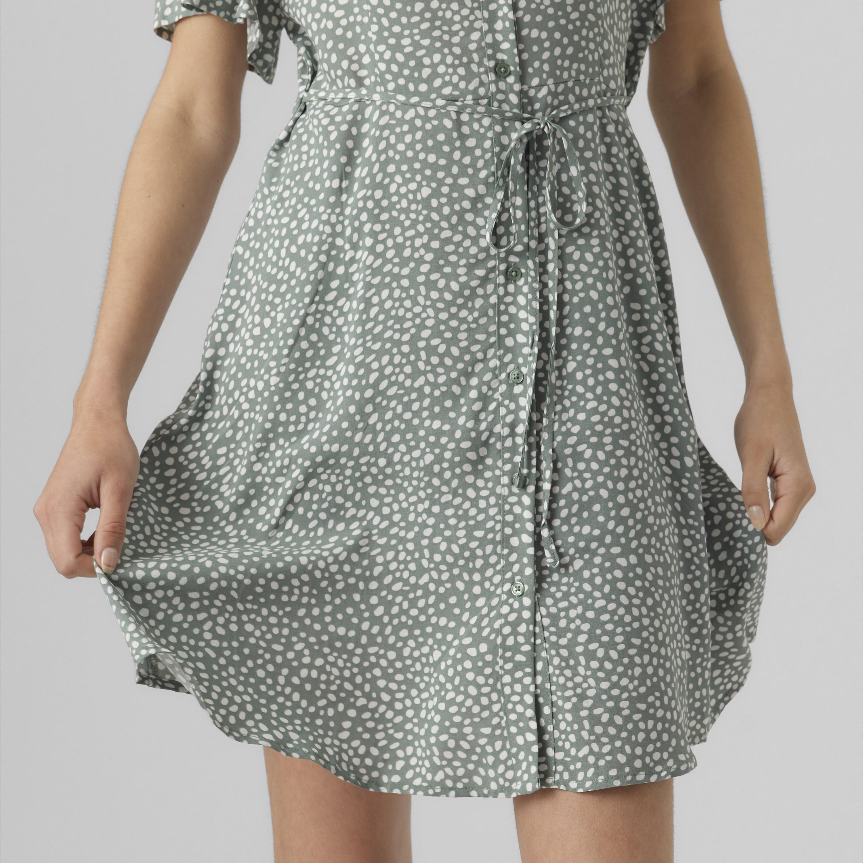 Vero Moda Dalmatian Print Flutter Sleeves Women's Mini Dress-women-clothing-dresses-image-4