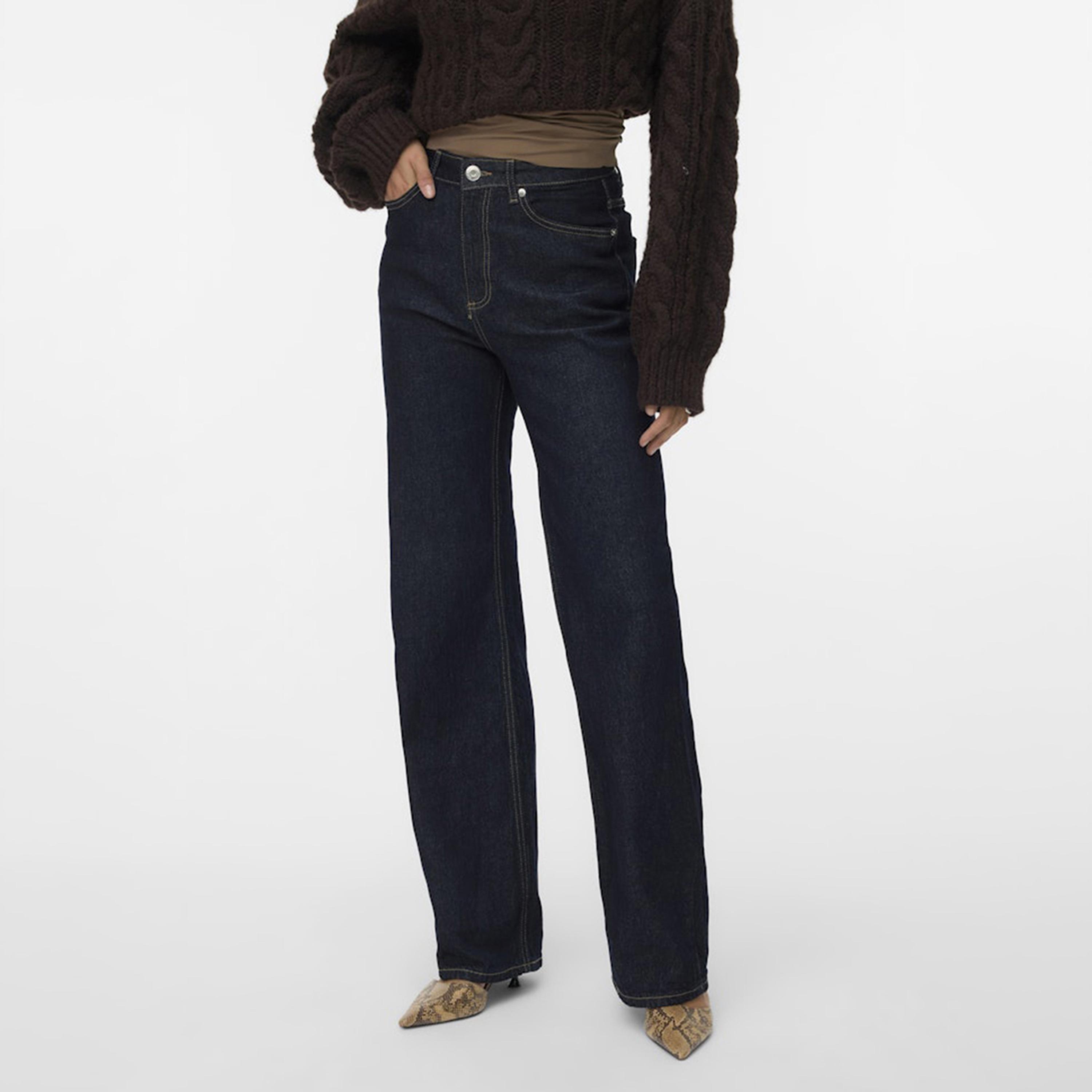 بنطلون جينز نسائي واسع الساق بزر وسحاب بلون أزرق من فيرو مودا-women-clothing-bottoms-jeans-image-1