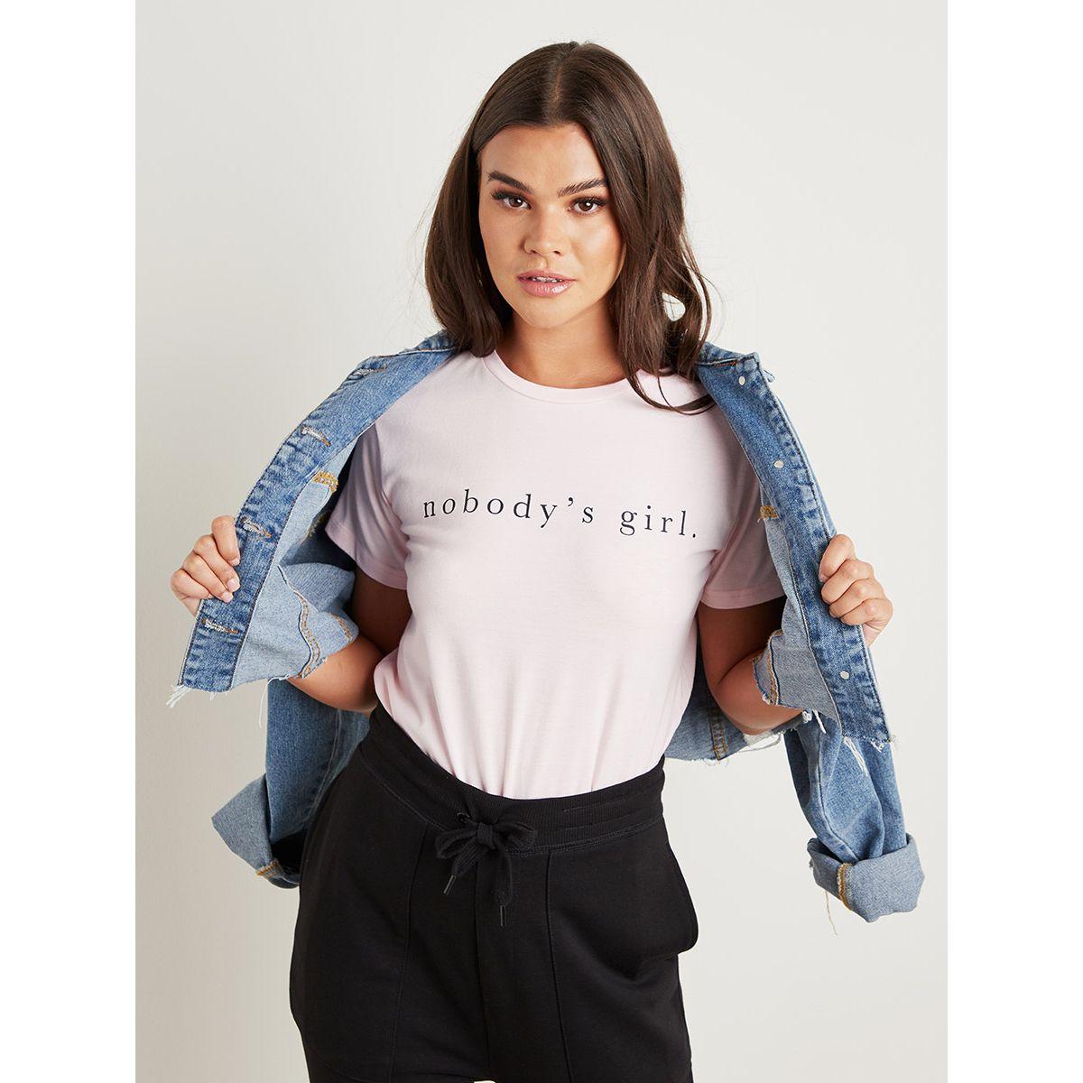 Styli Nobody's Girl Slogan Printed Regular Fit T-shirt-women-clothing-tshirts-image-2